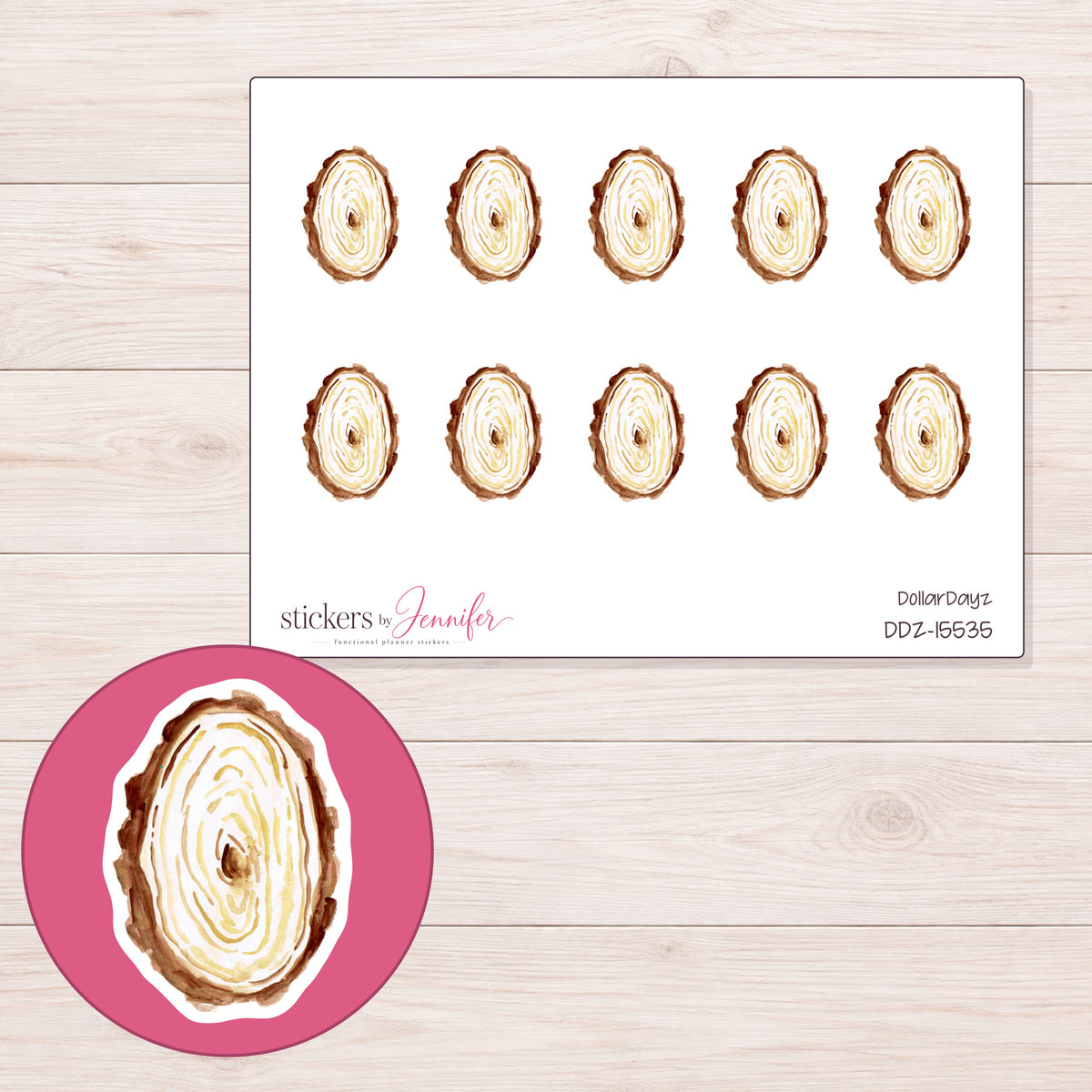 DDZ-15535 planner sticker sheet with enlarged sticker detail