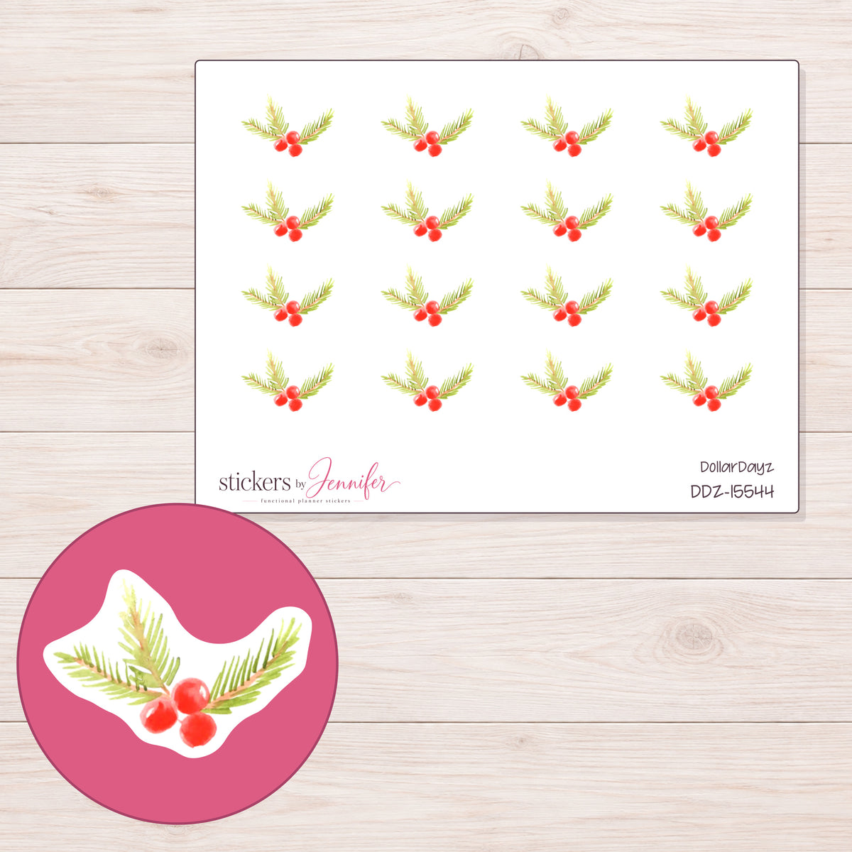 DDZ-15544 planner sticker sheet with enlarged sticker detail