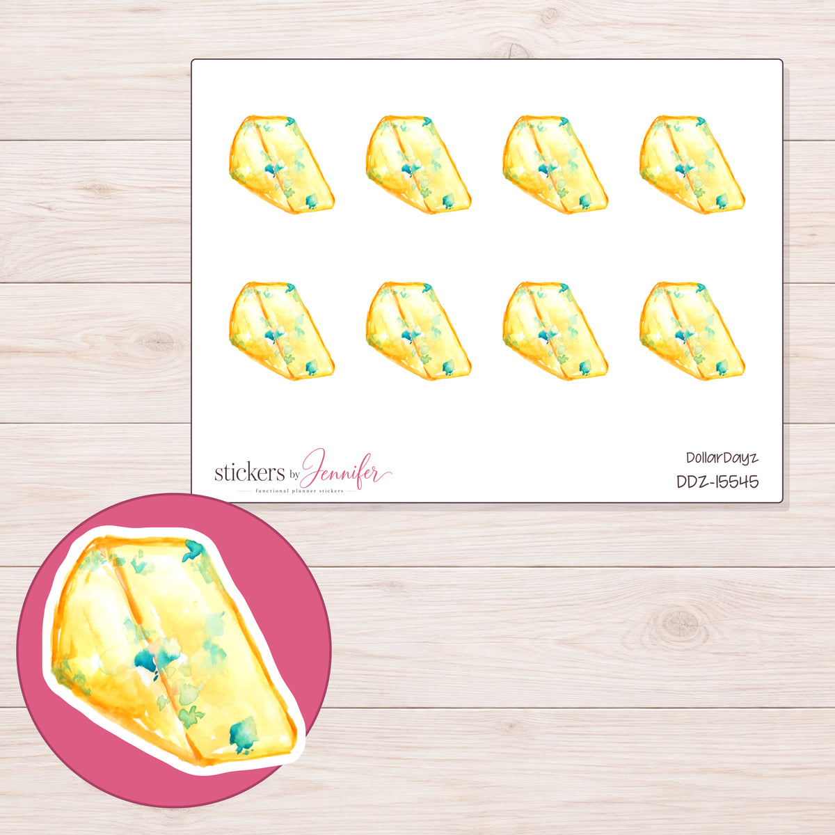 DDZ-15545 planner sticker sheet with enlarged sticker detail