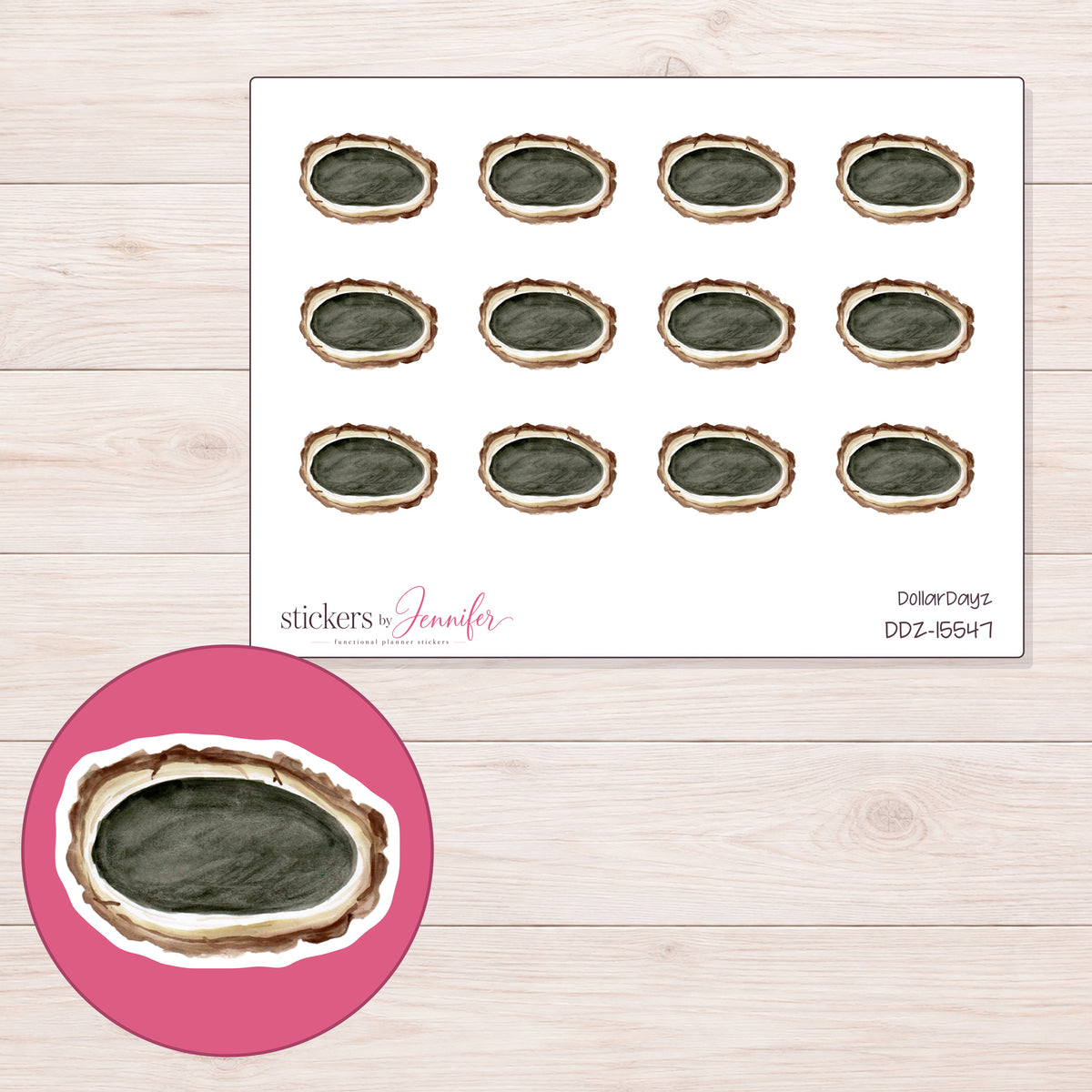 DDZ-15547 planner sticker sheet with enlarged sticker detail