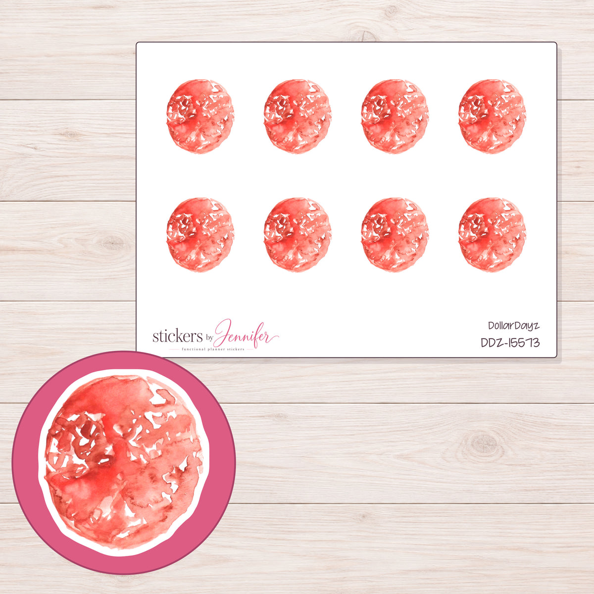 DDZ-15573 planner sticker sheet with enlarged sticker detail