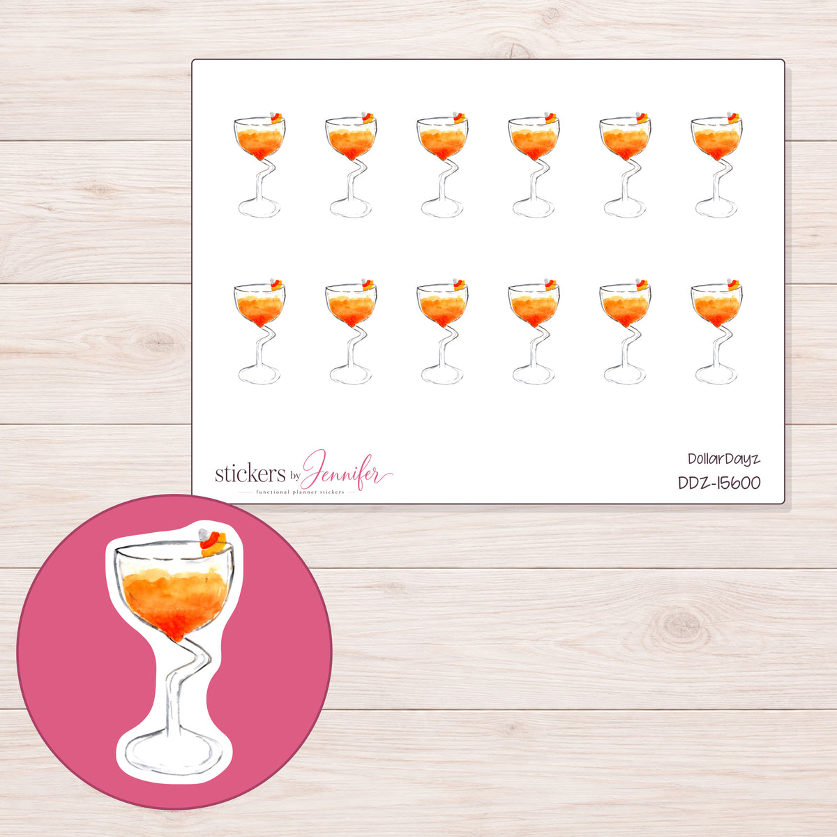 DDZ-15600 planner sticker sheet with enlarged sticker detail
