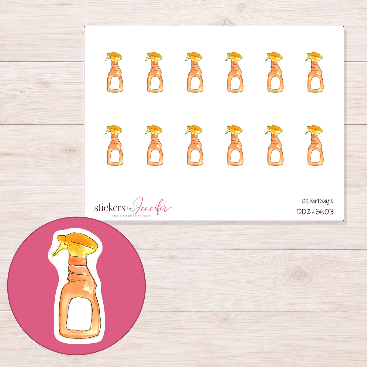 DDZ-15603 planner sticker sheet with enlarged sticker detail
