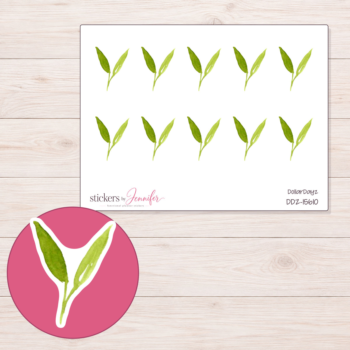DDZ-15610 planner sticker sheet with enlarged sticker detail