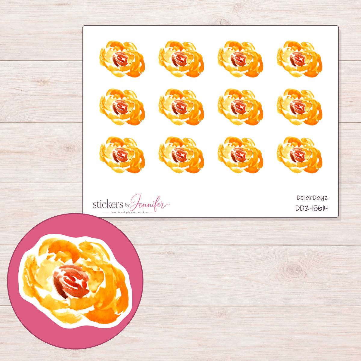 DDZ-15614 planner sticker sheet with enlarged sticker detail