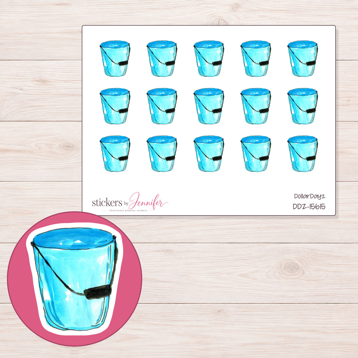 DDZ-15615 planner sticker sheet with enlarged sticker detail