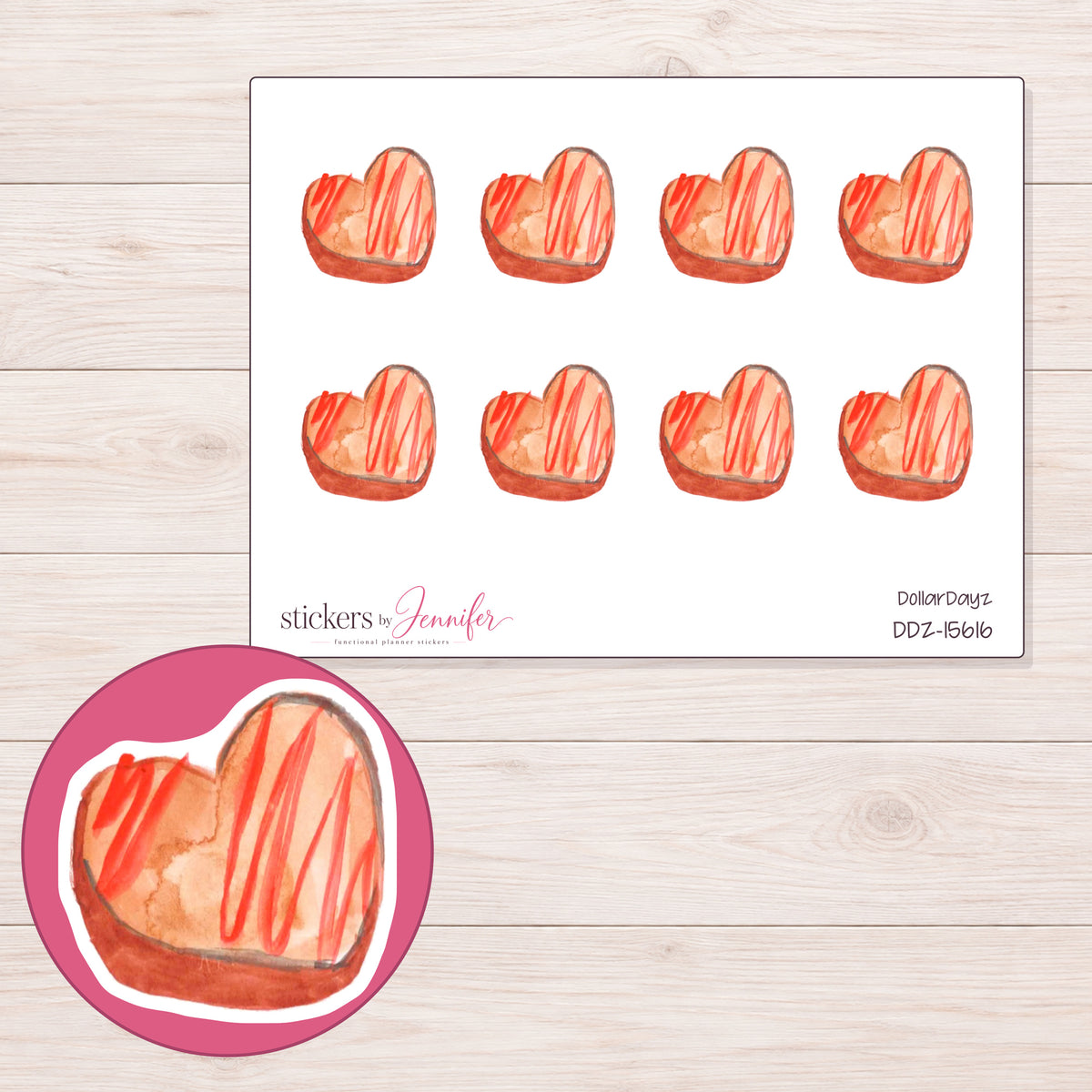 DDZ-15616 planner sticker sheet with enlarged sticker detail