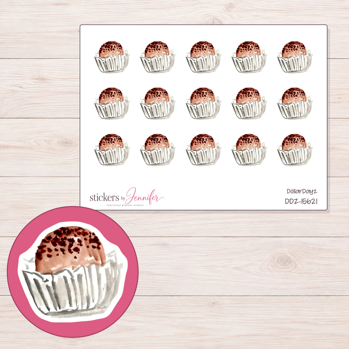 DDZ-15621 planner sticker sheet with enlarged sticker detail