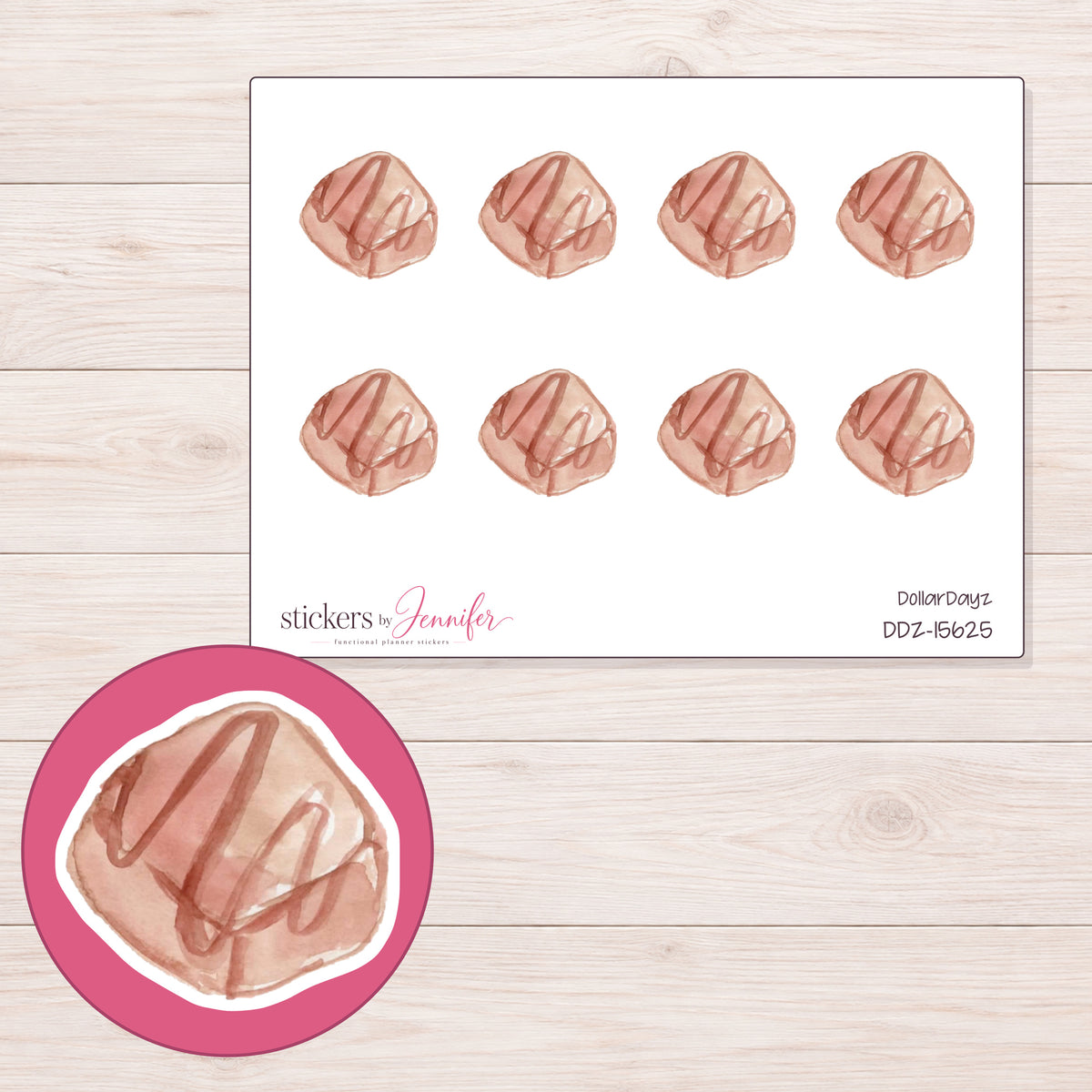 DDZ-15625 planner sticker sheet with enlarged sticker detail