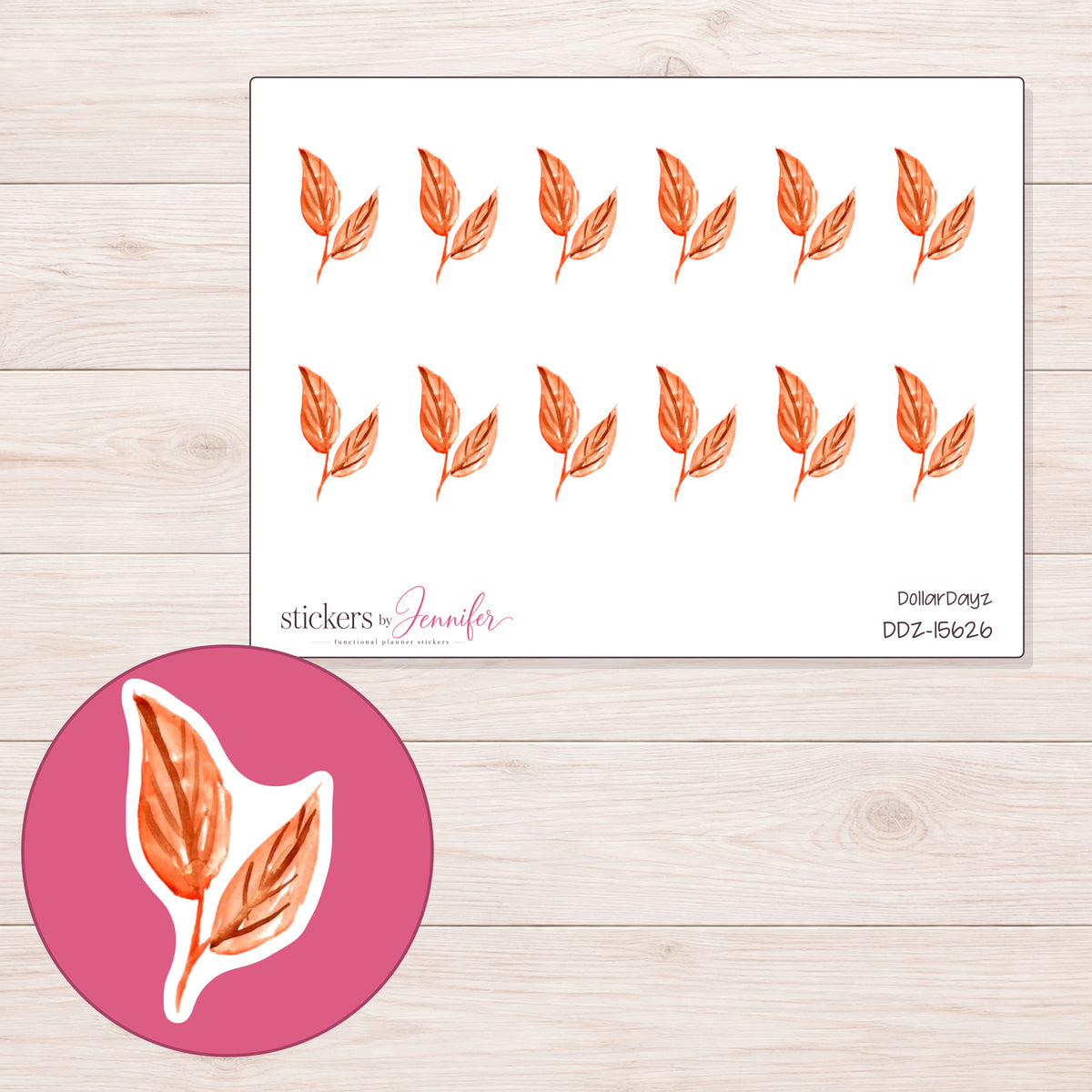 DDZ-15626 planner sticker sheet with enlarged sticker detail
