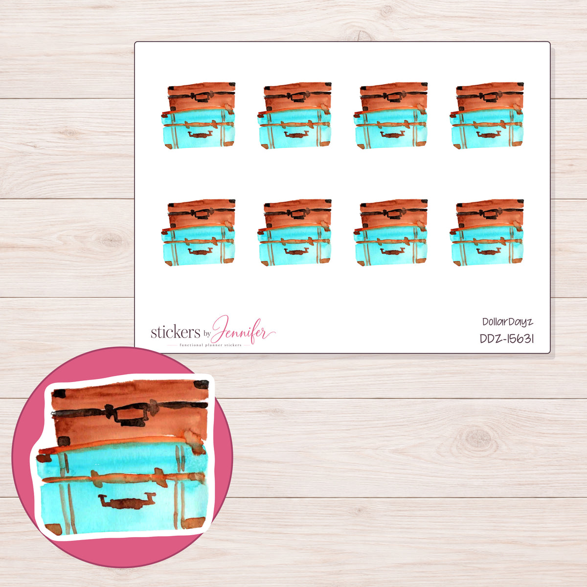 DDZ-15631 planner sticker sheet with enlarged sticker detail