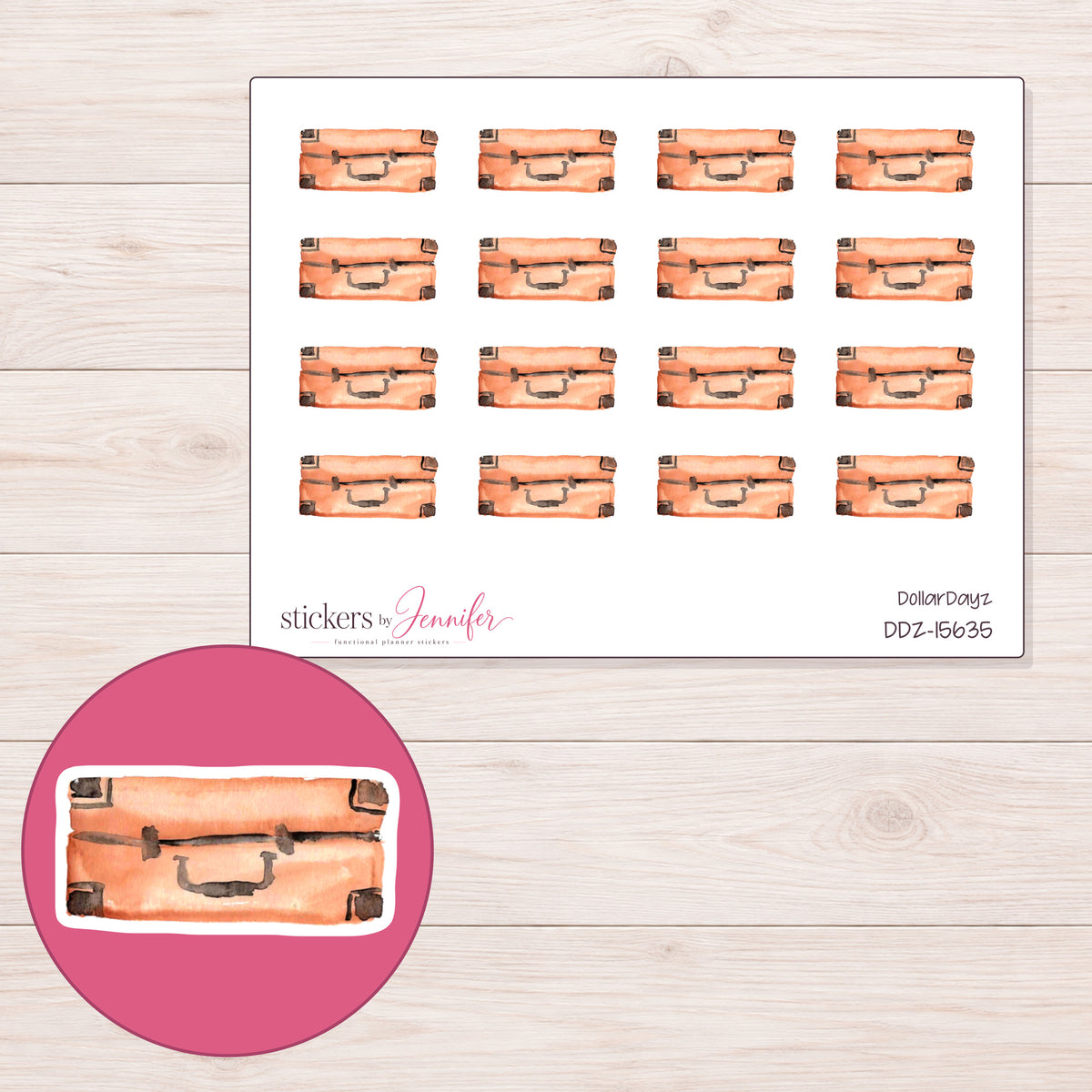 DDZ-15635 planner sticker sheet with enlarged sticker detail