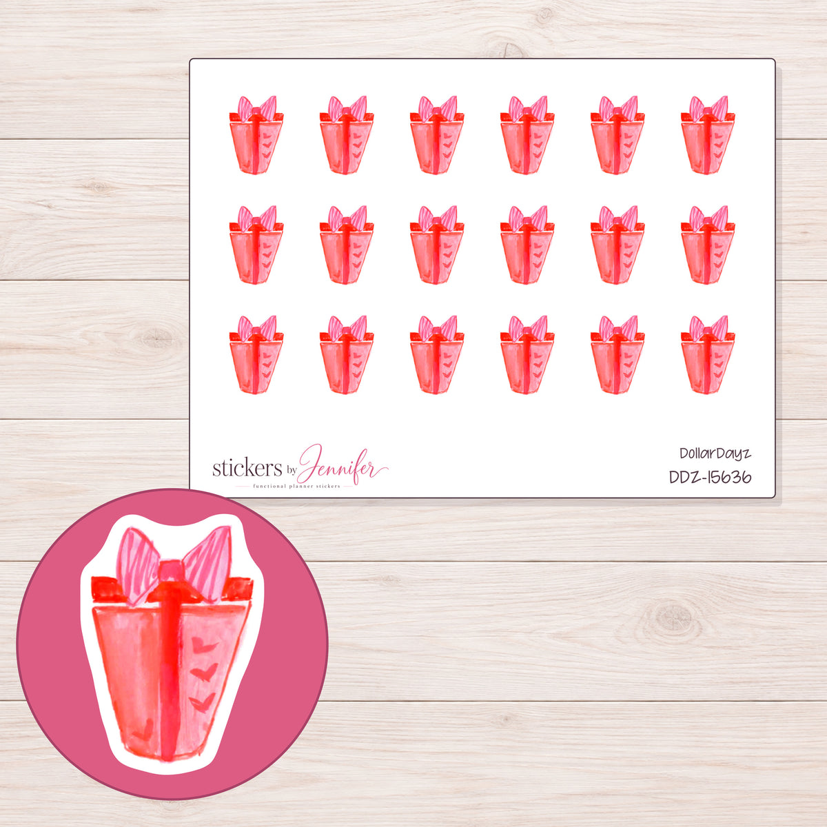 DDZ-15636 planner sticker sheet with enlarged sticker detail