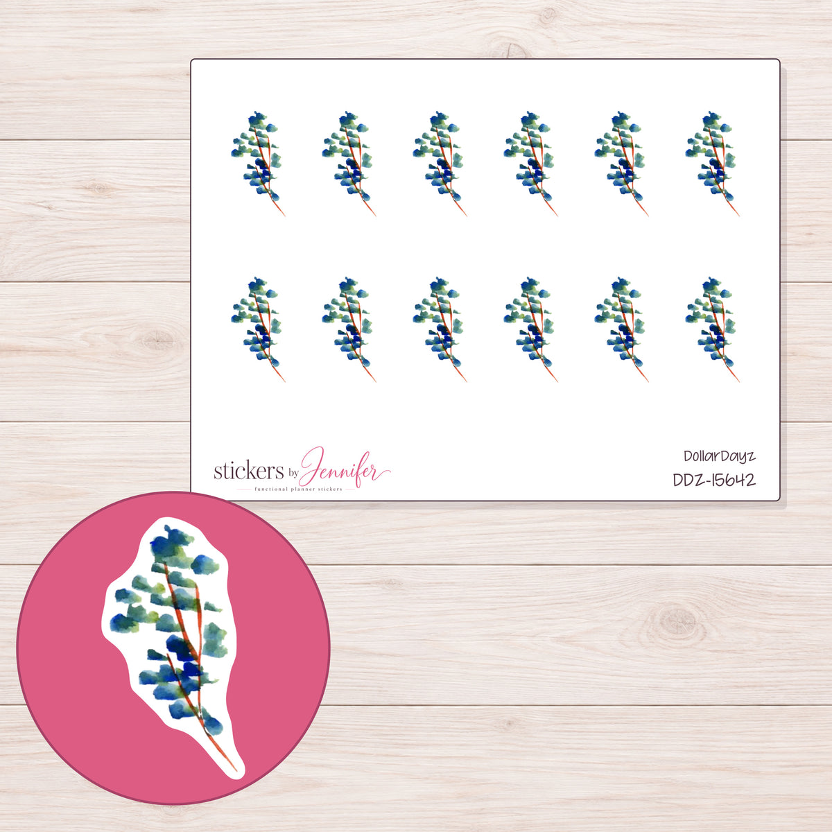 DDZ-15642 planner sticker sheet with enlarged sticker detail
