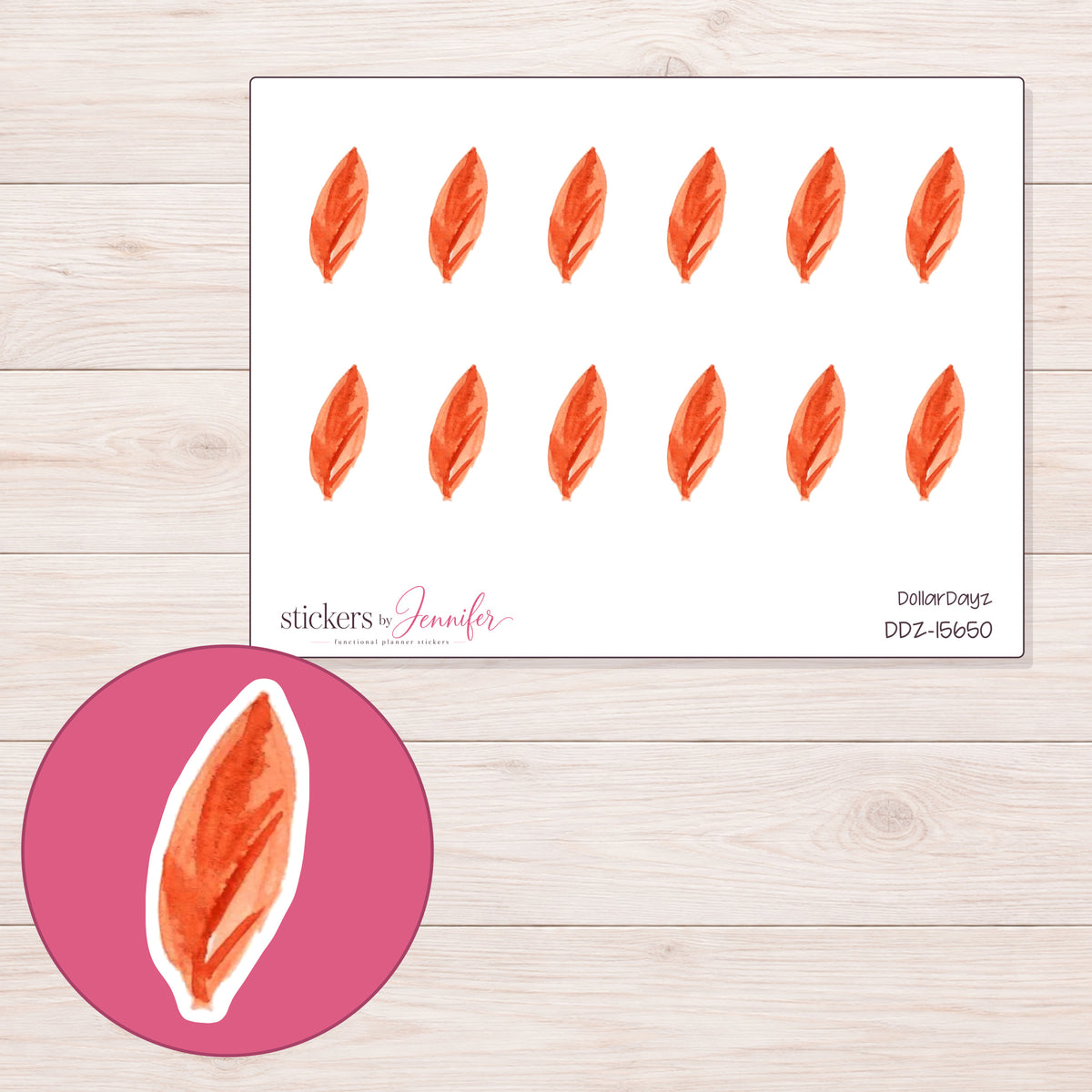 DDZ-15650 planner sticker sheet with enlarged sticker detail