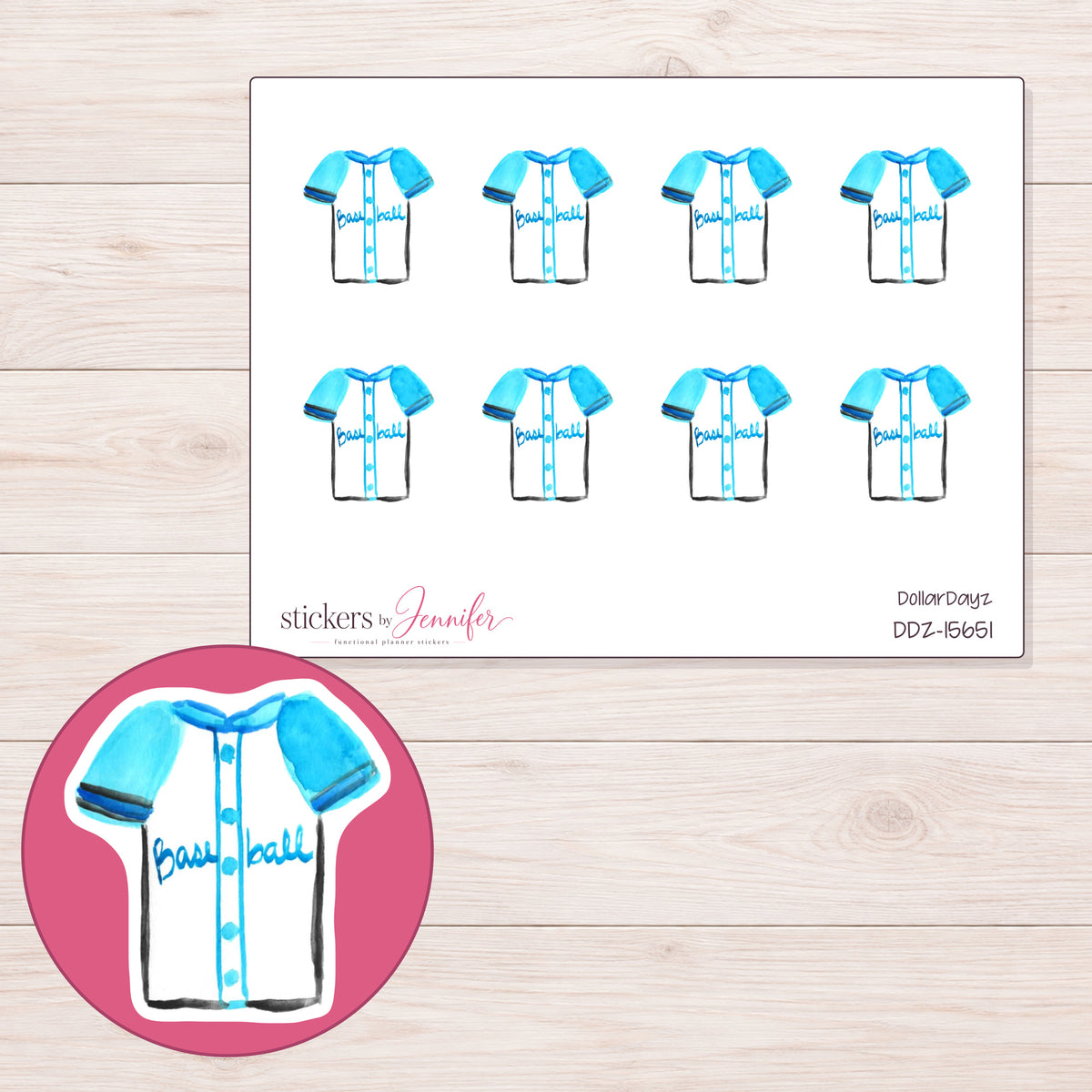 DDZ-15651 planner sticker sheet with enlarged sticker detail