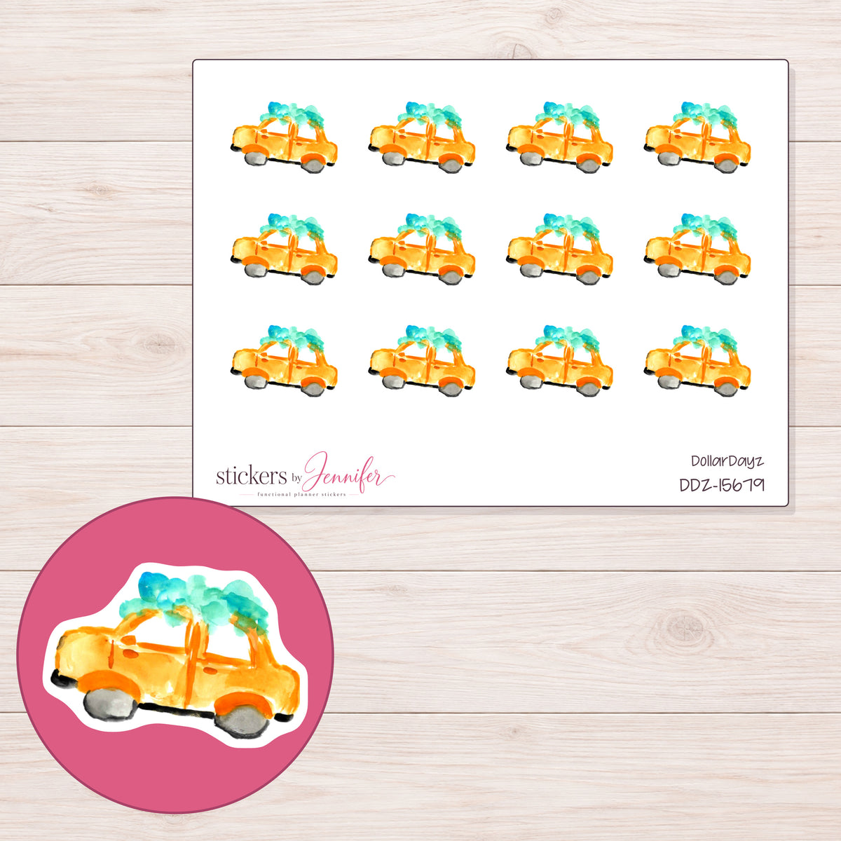 DDZ-15679 planner sticker sheet with enlarged sticker detail
