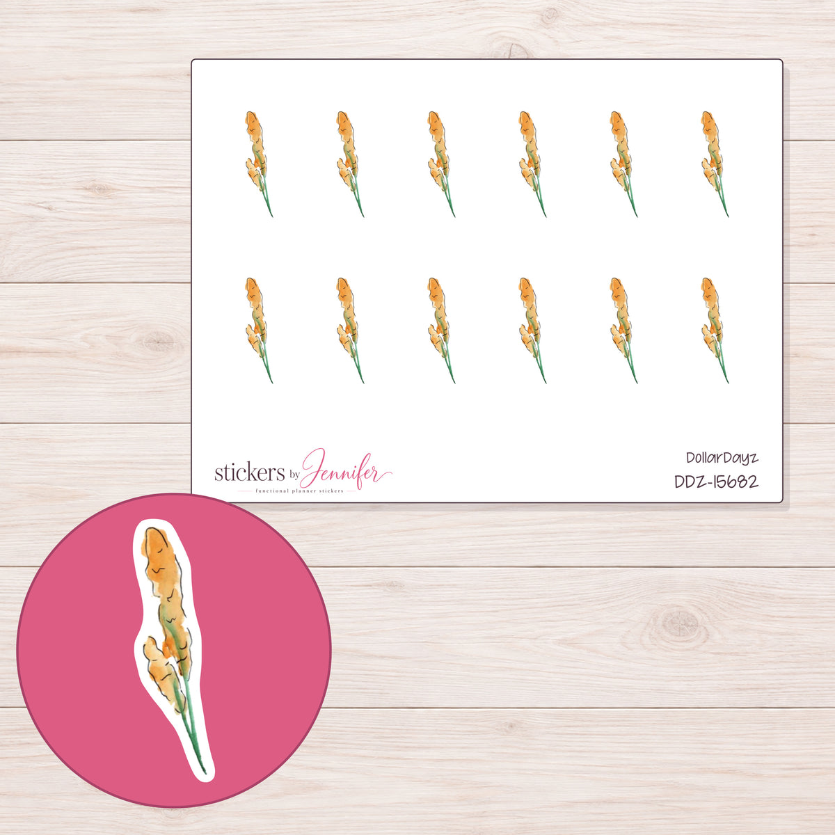 DDZ-15682 planner sticker sheet with enlarged sticker detail