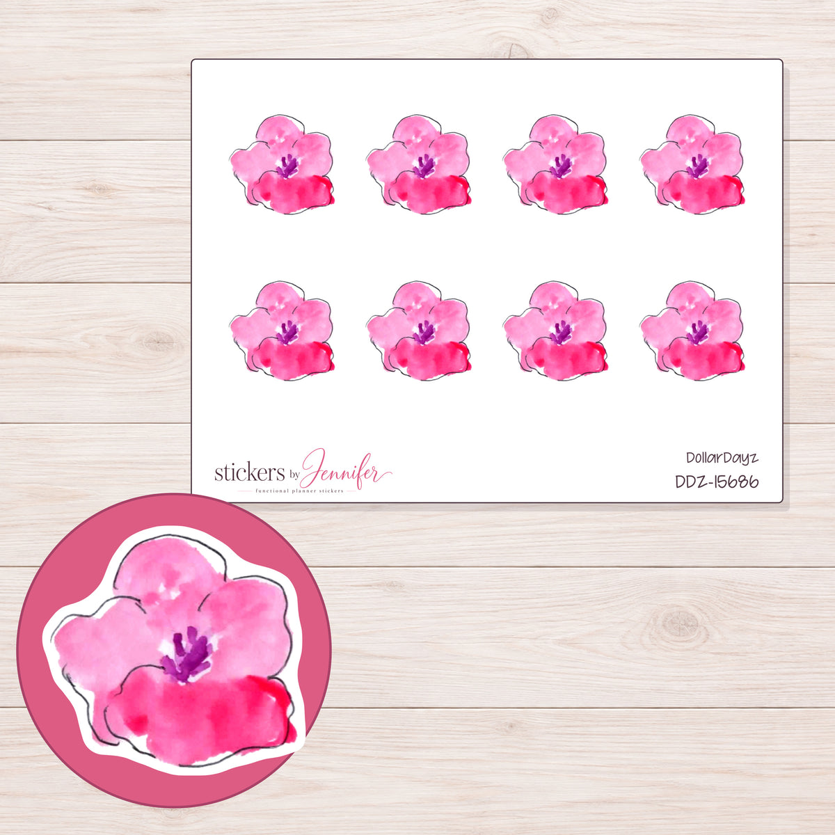 DDZ-15686 planner sticker sheet with enlarged sticker detail