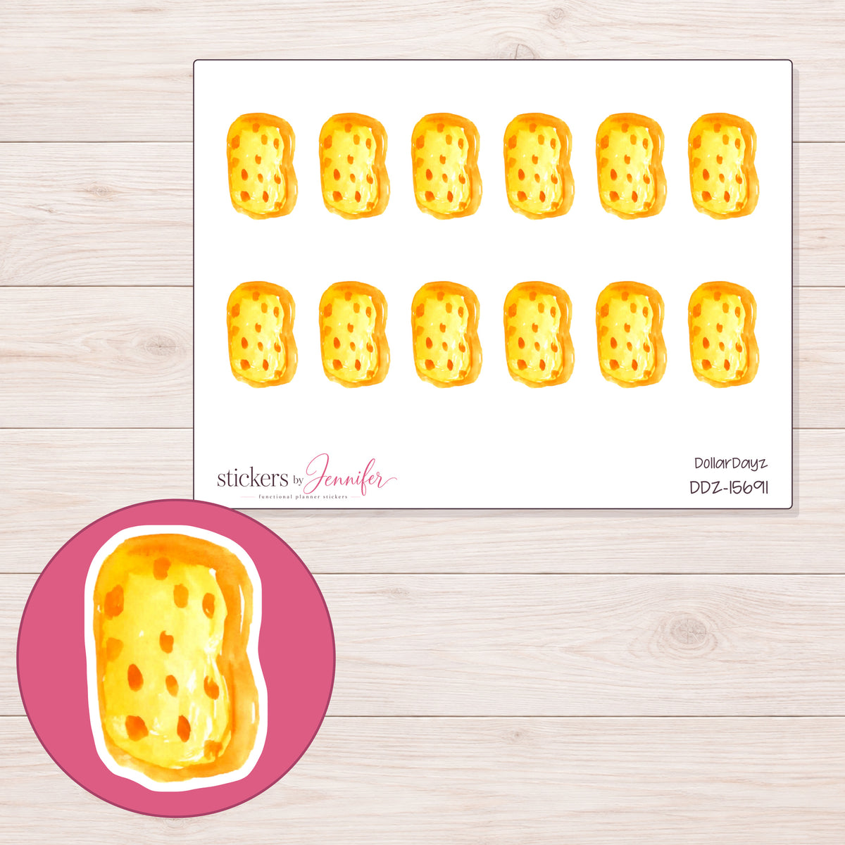 DDZ-15691 planner sticker sheet with enlarged sticker detail