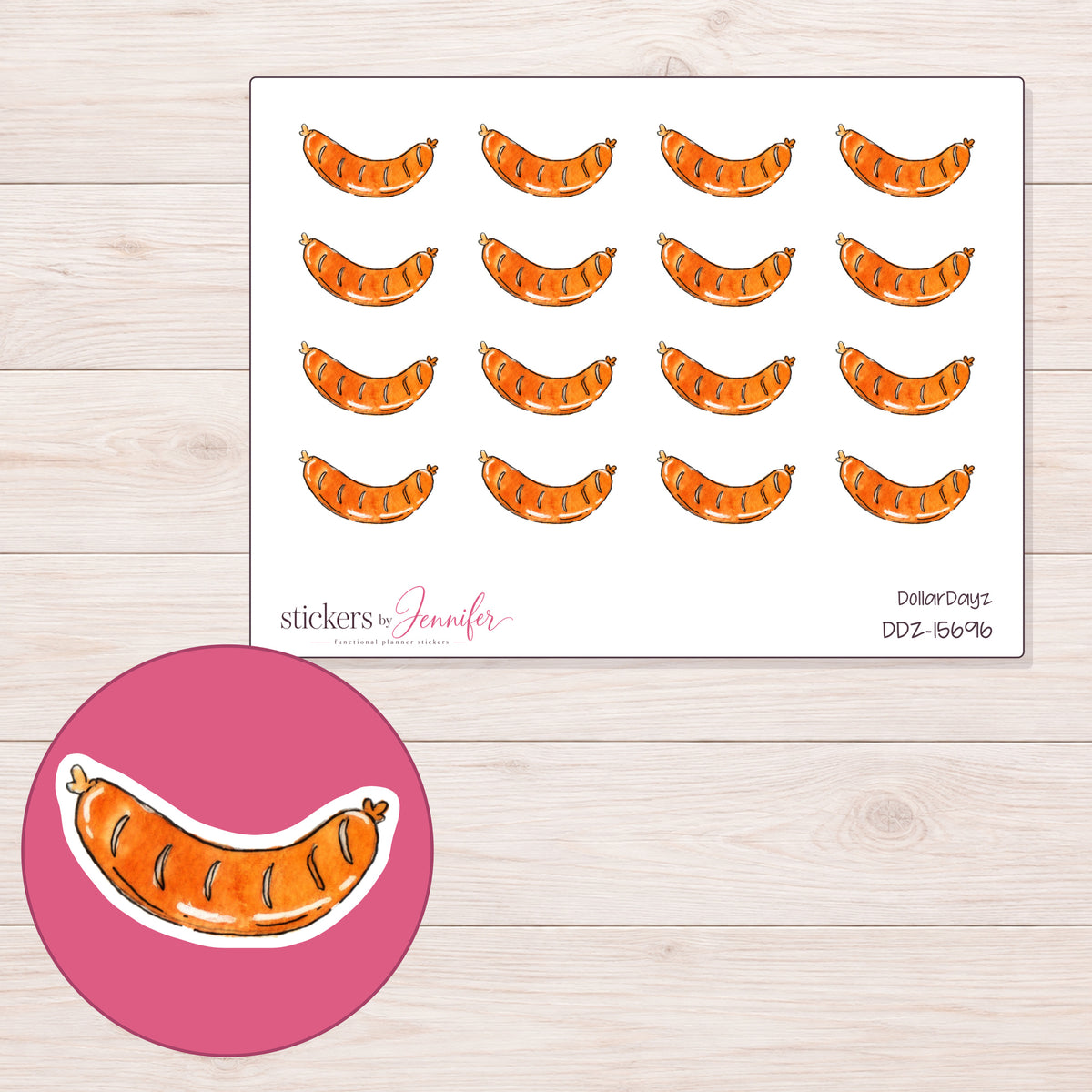 DDZ-15696 planner sticker sheet with enlarged sticker detail