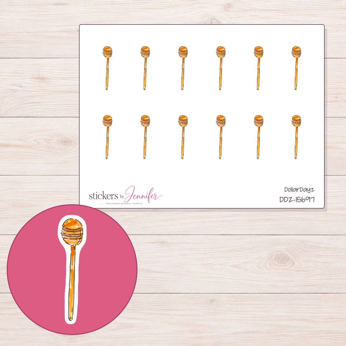 DDZ-15697 planner sticker sheet with enlarged sticker detail