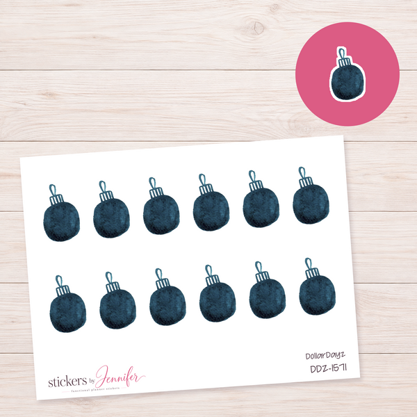 Dark Blue Ornament Planner Stickers | DDZ-1571