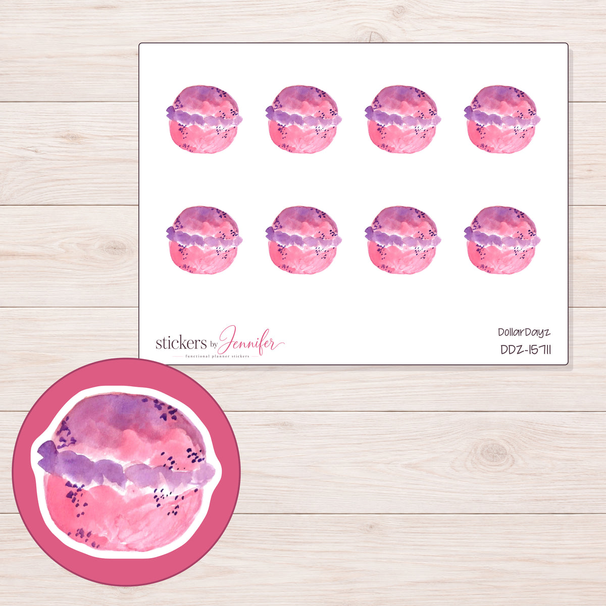 DDZ-15711 planner sticker sheet with enlarged sticker detail