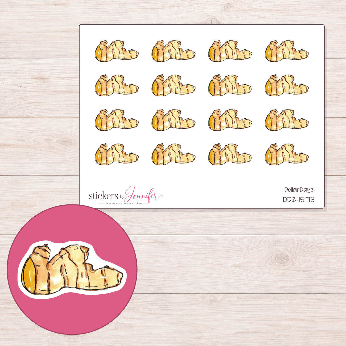 DDZ-15713 planner sticker sheet with enlarged sticker detail