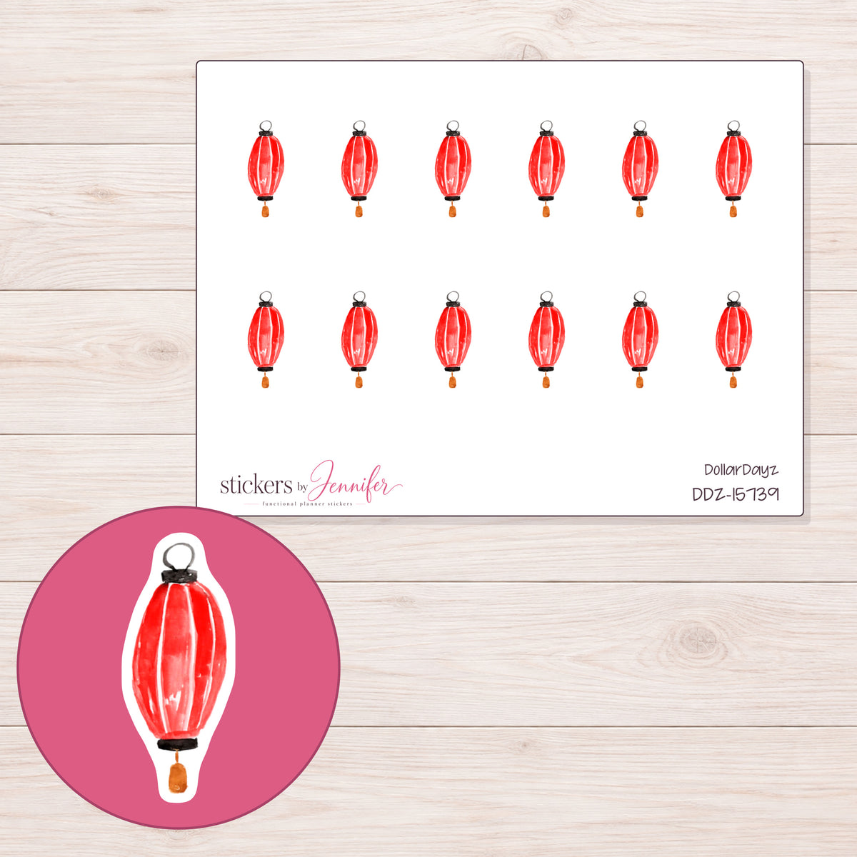 DDZ-15739 planner sticker sheet with enlarged sticker detail