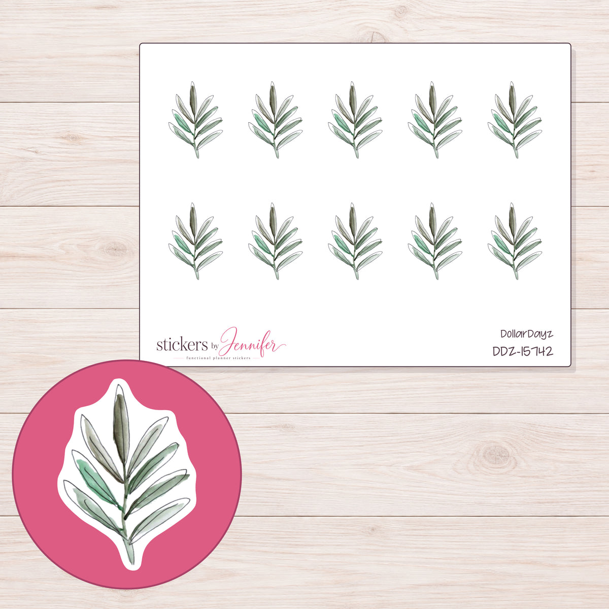 DDZ-15742 planner sticker sheet with enlarged sticker detail