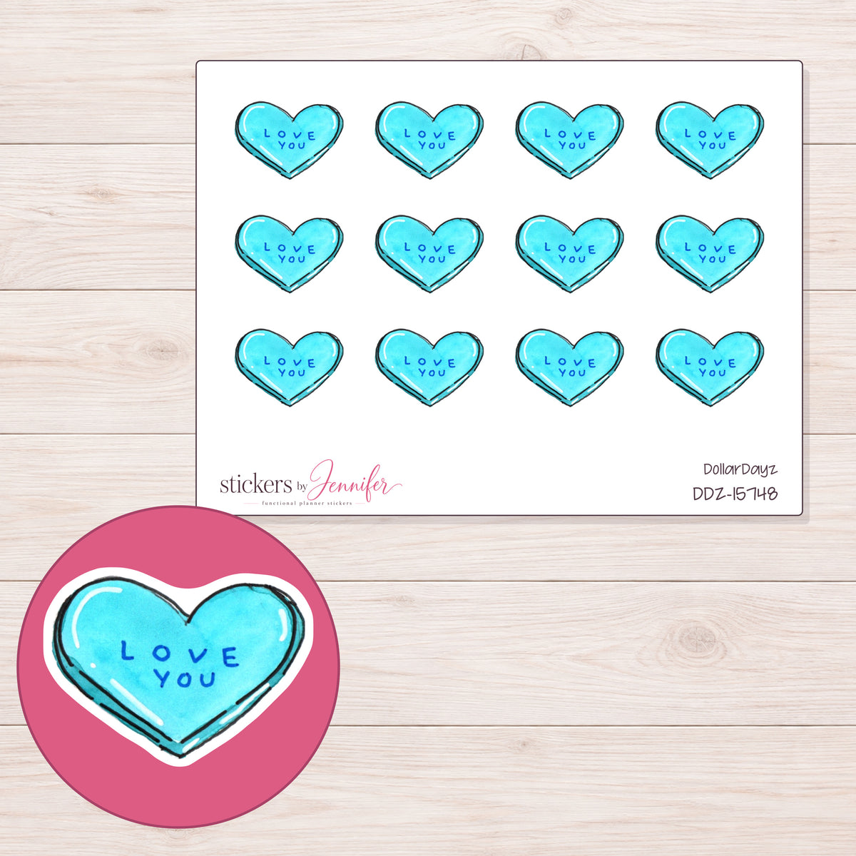 DDZ-15748 planner sticker sheet with enlarged sticker detail