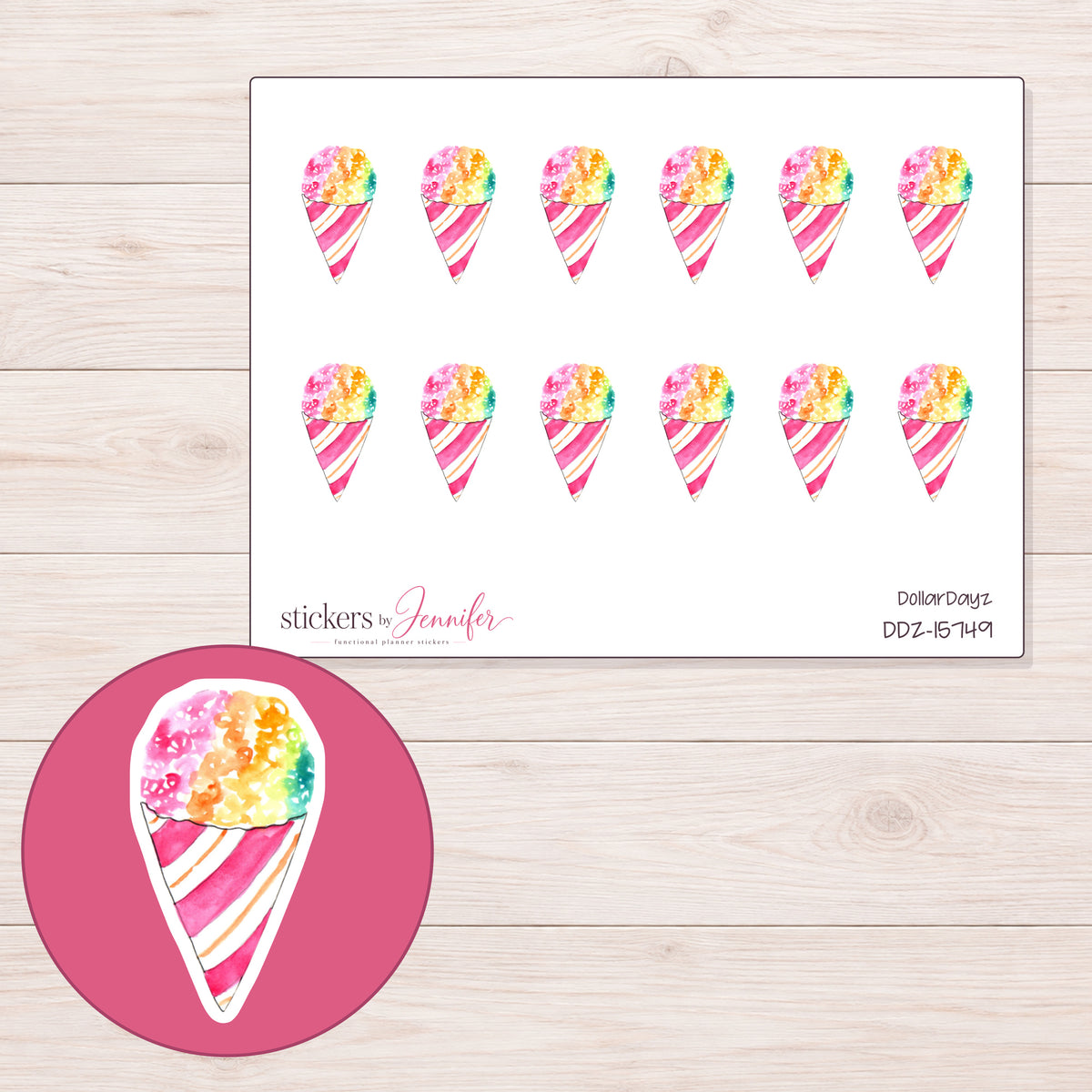 DDZ-15749 planner sticker sheet with enlarged sticker detail