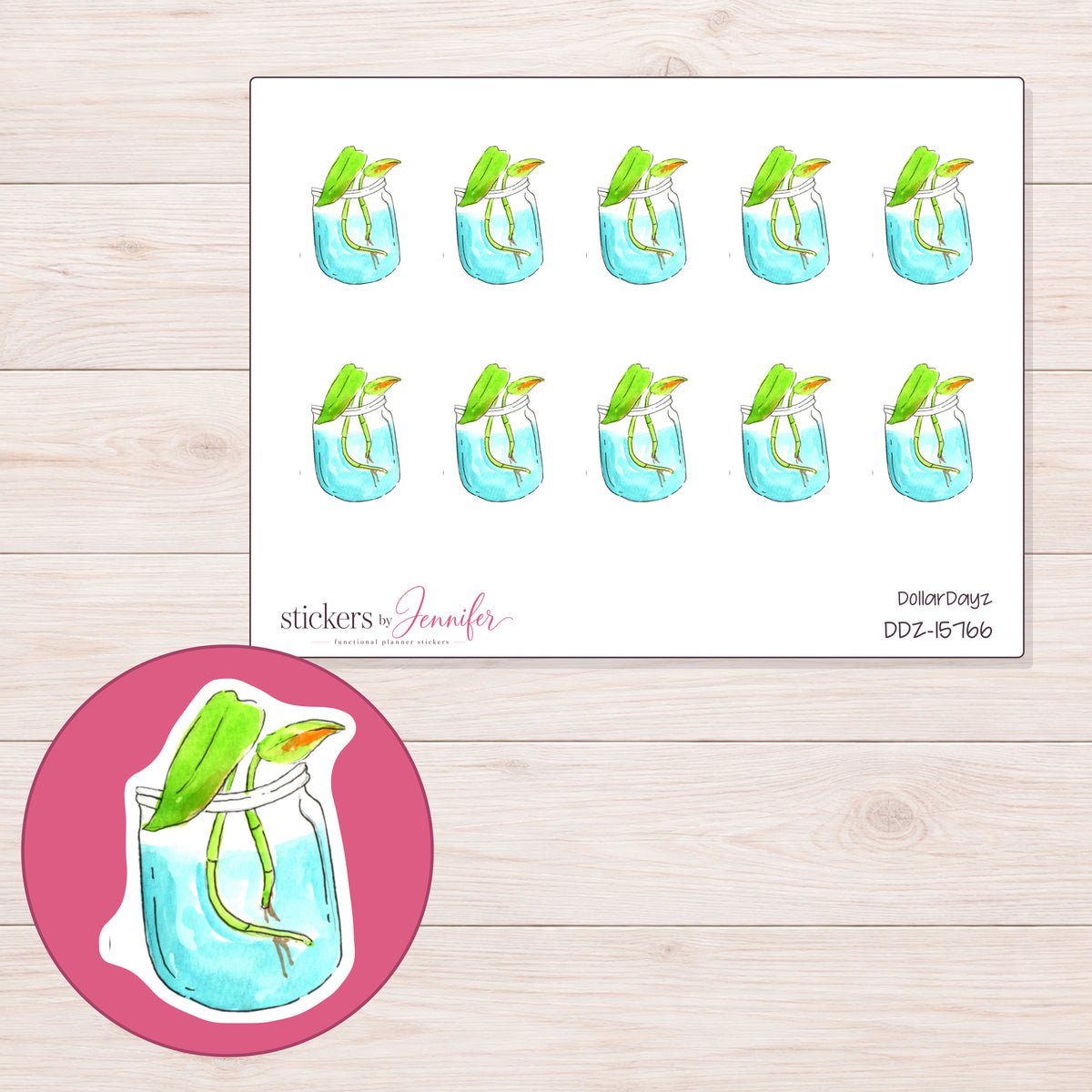 DDZ-15766 planner sticker sheet with enlarged sticker detail