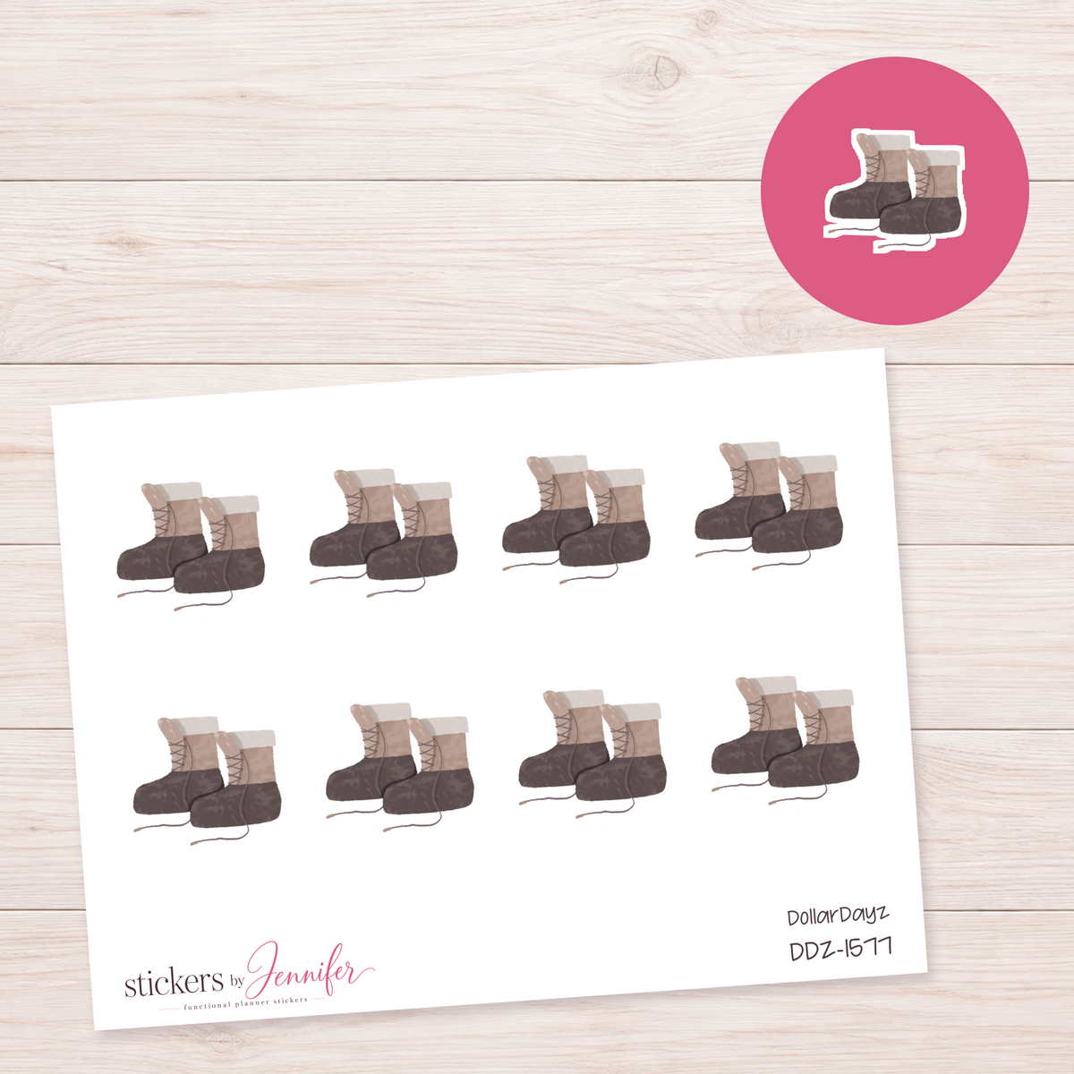 Winter Lace-Up Boots Planner Stickers | DDZ-1577