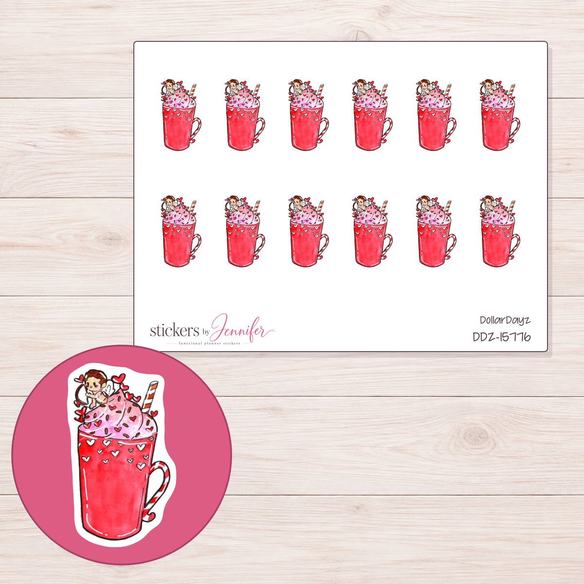 DDZ-15776 planner sticker sheet with enlarged sticker detail