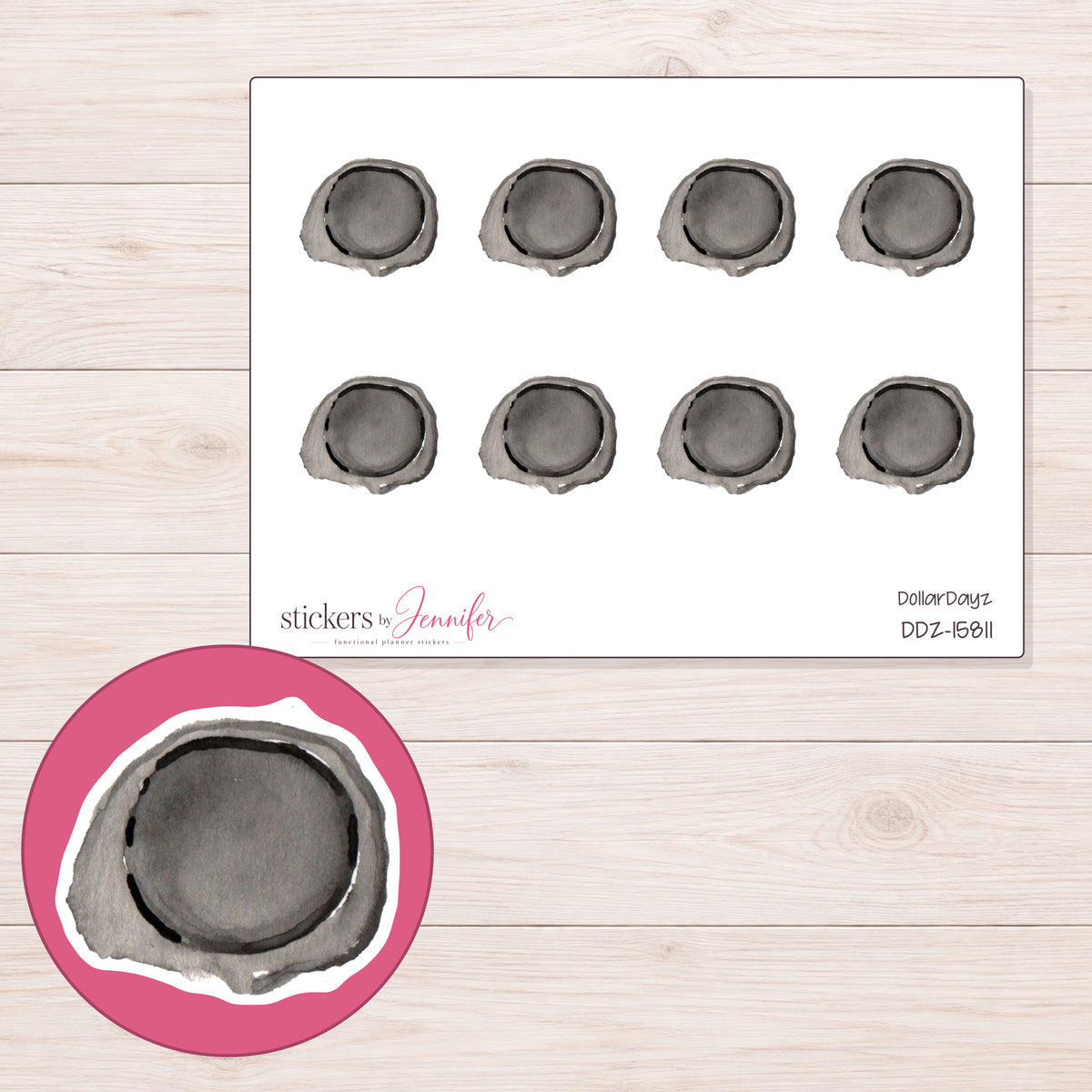 DDZ-15811 planner sticker sheet with enlarged sticker detail