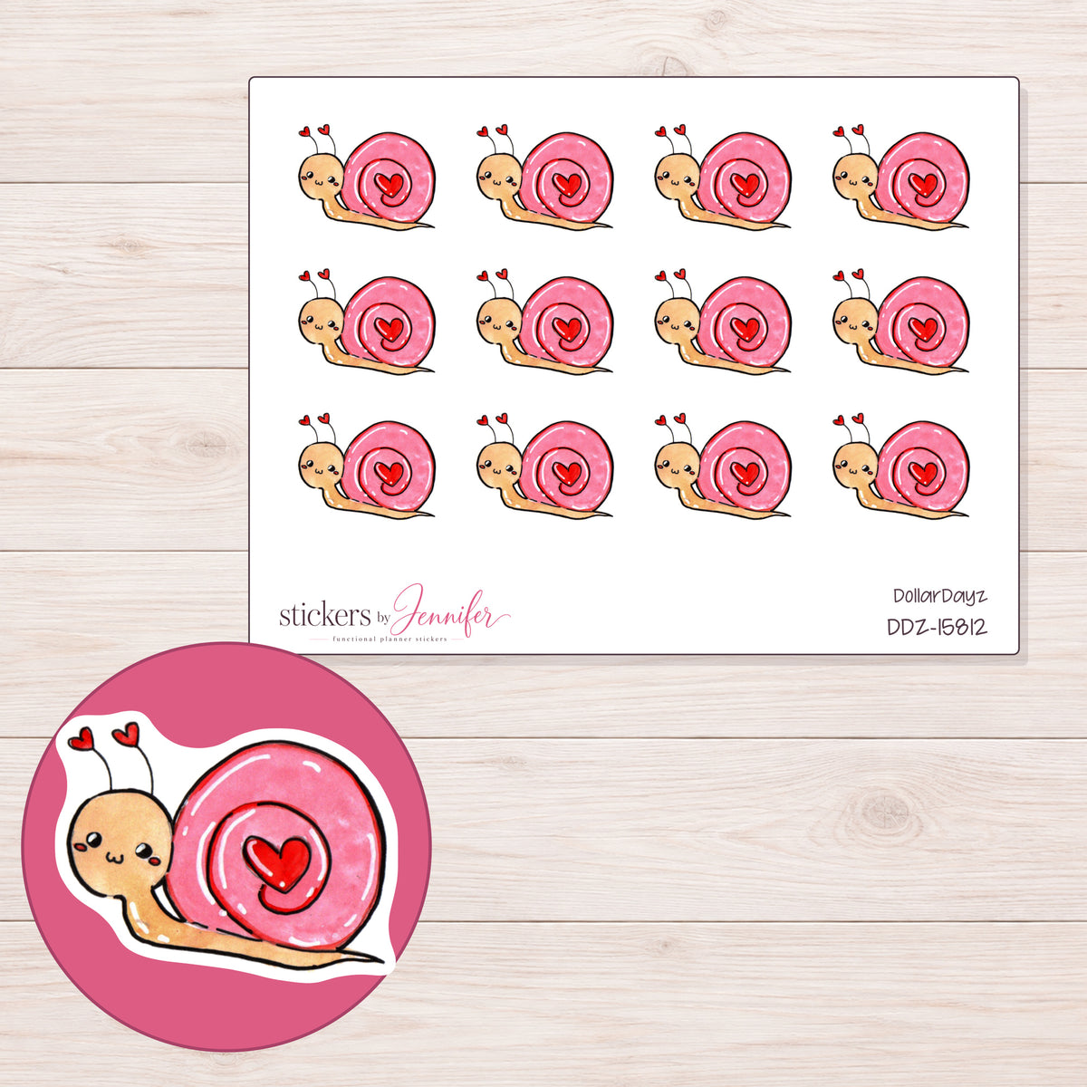 DDZ-15812 planner sticker sheet with enlarged sticker detail