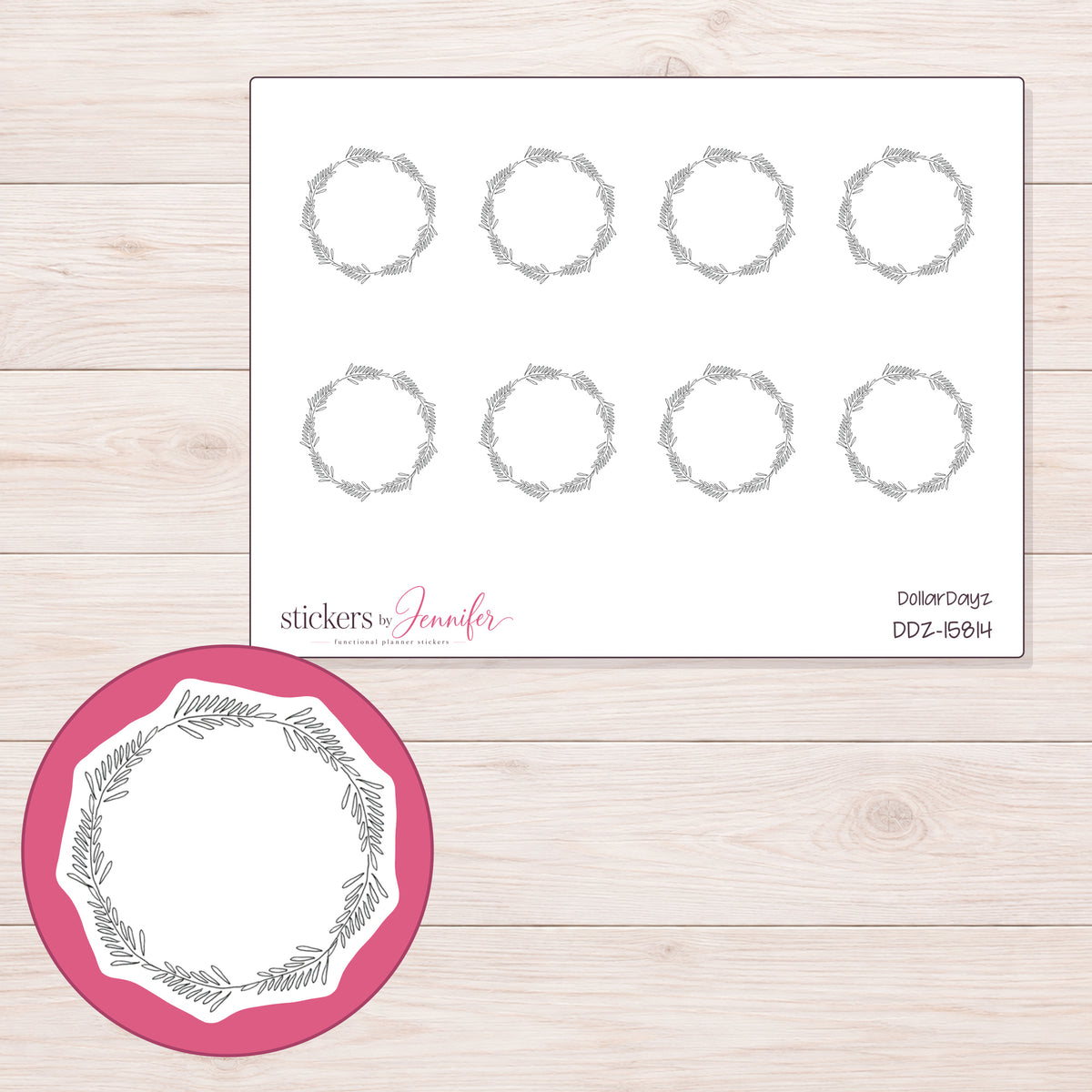 DDZ-15814 planner sticker sheet with enlarged sticker detail