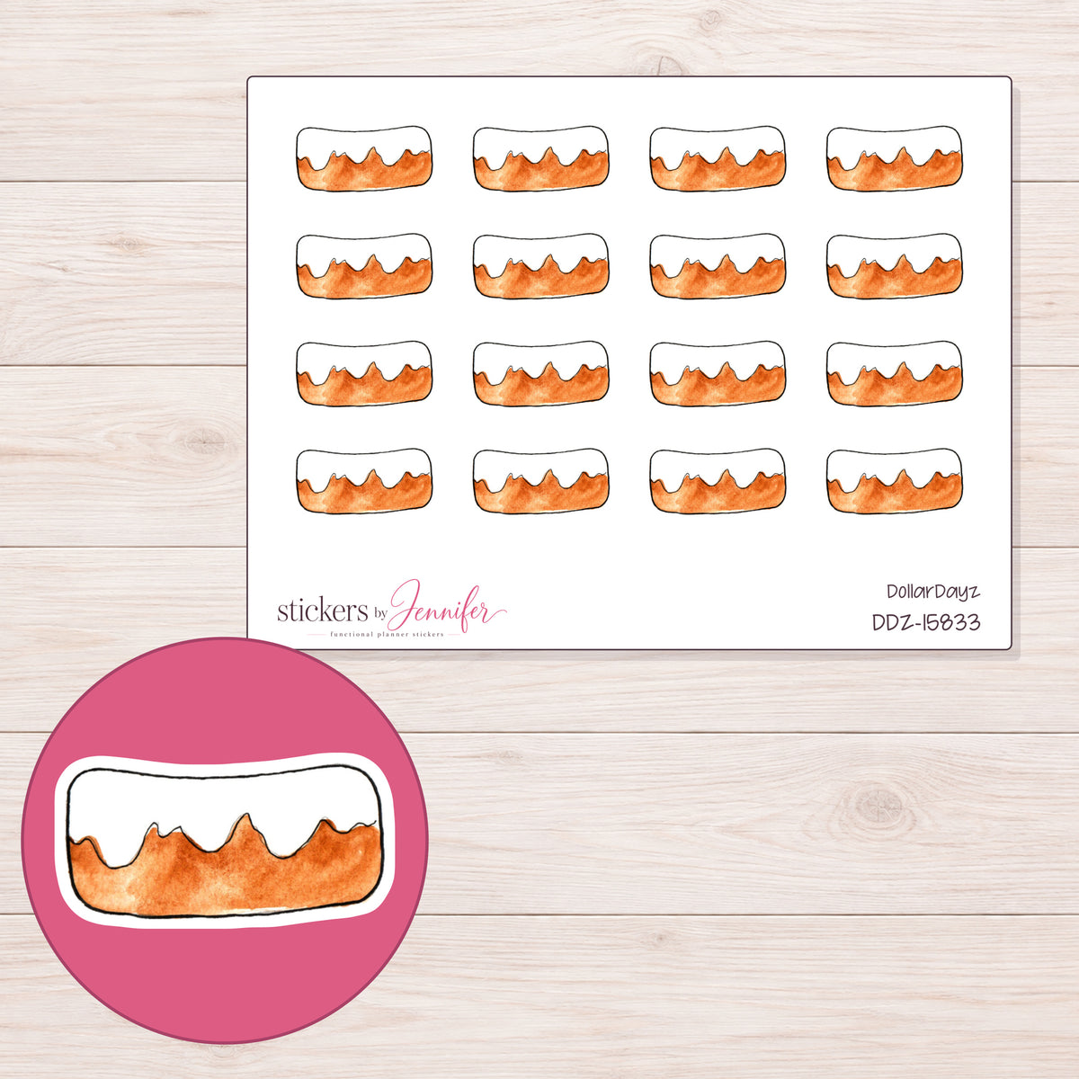 DDZ-15833 planner sticker sheet with enlarged sticker detail