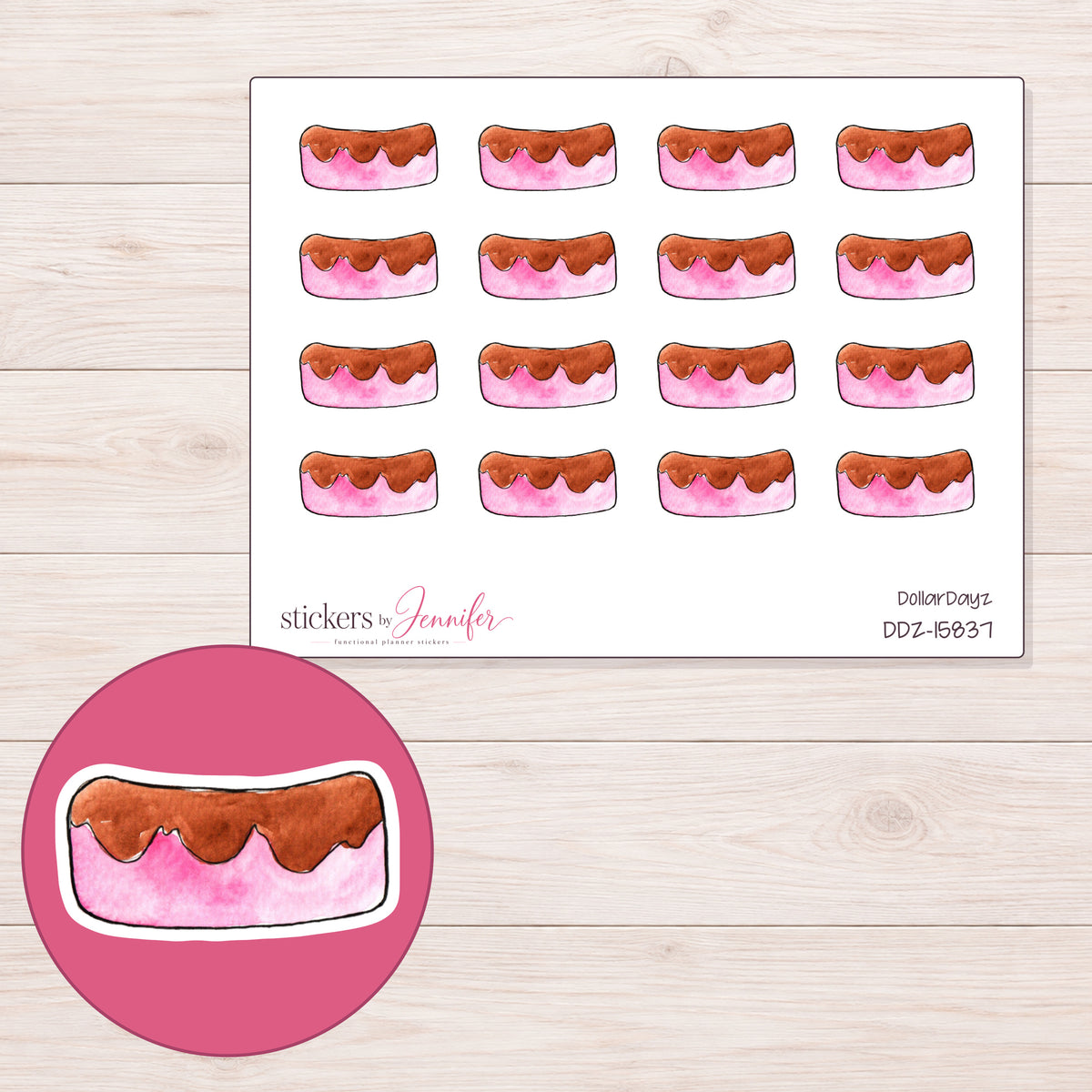DDZ-15837 planner sticker sheet with enlarged sticker detail