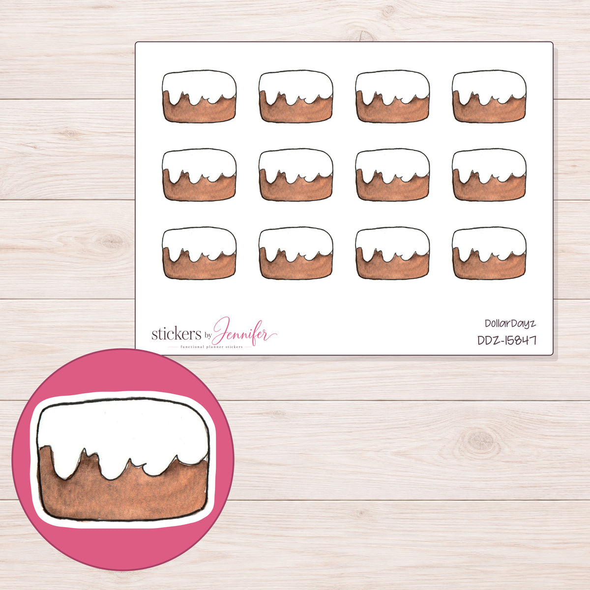 DDZ-15847 planner sticker sheet with enlarged sticker detail