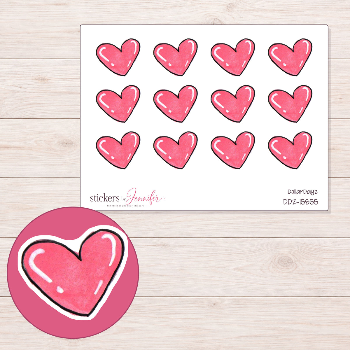 DDZ-15855 planner sticker sheet with enlarged sticker detail