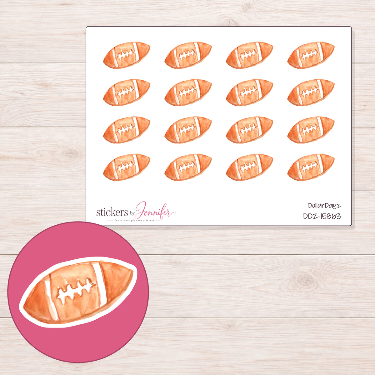 DDZ-15863 planner sticker sheet with enlarged sticker detail