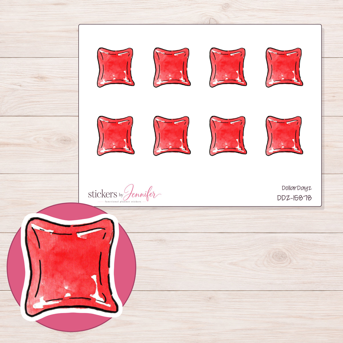 DDZ-15878 planner sticker sheet with enlarged sticker detail