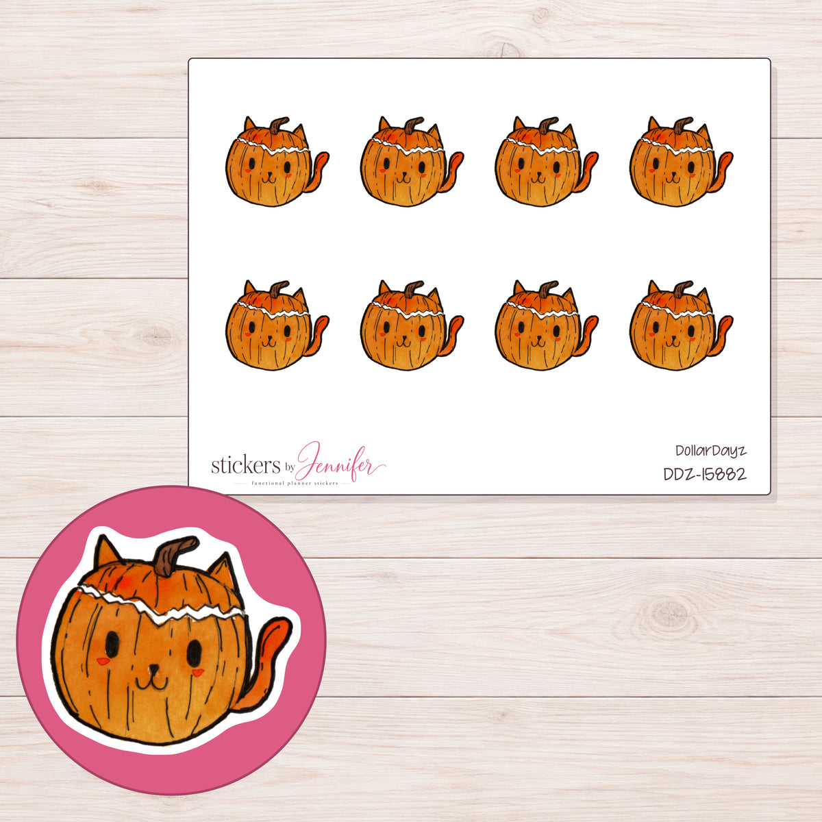 DDZ-15882 planner sticker sheet with enlarged sticker detail
