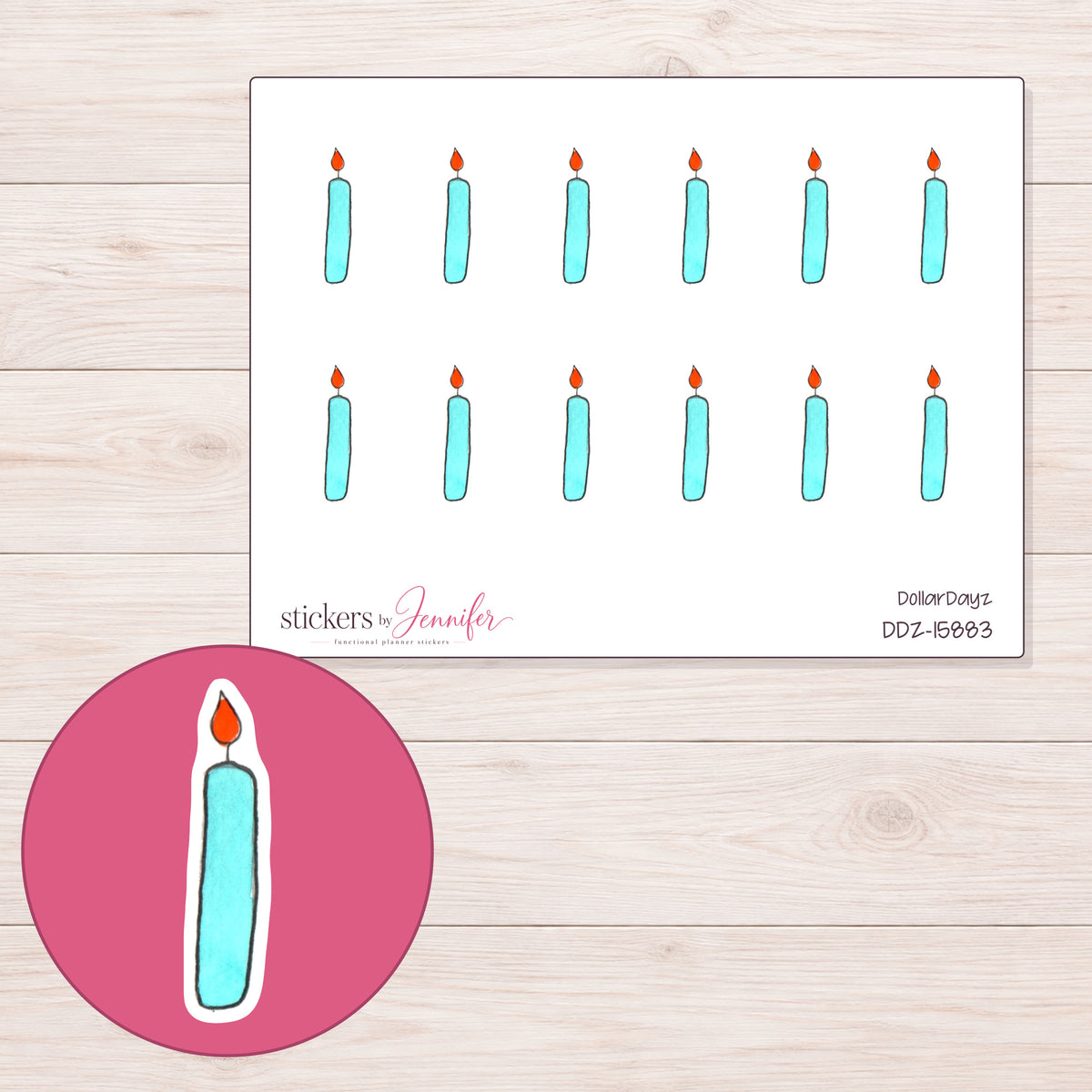 DDZ-15883 planner sticker sheet with enlarged sticker detail