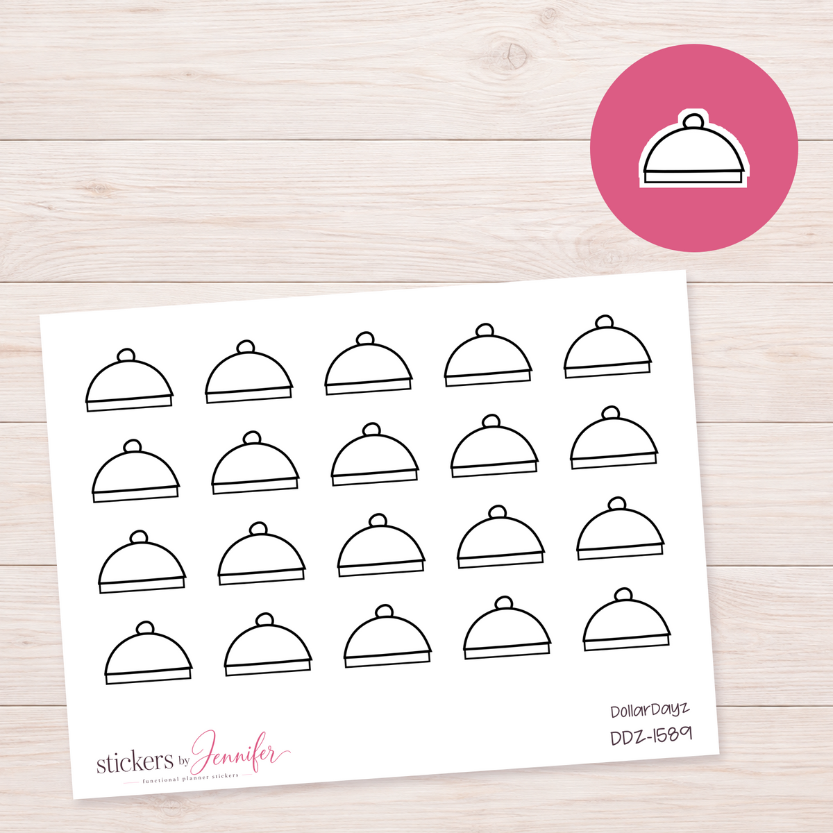 Serving Cloche Outline Planner Stickers | DDZ-1589