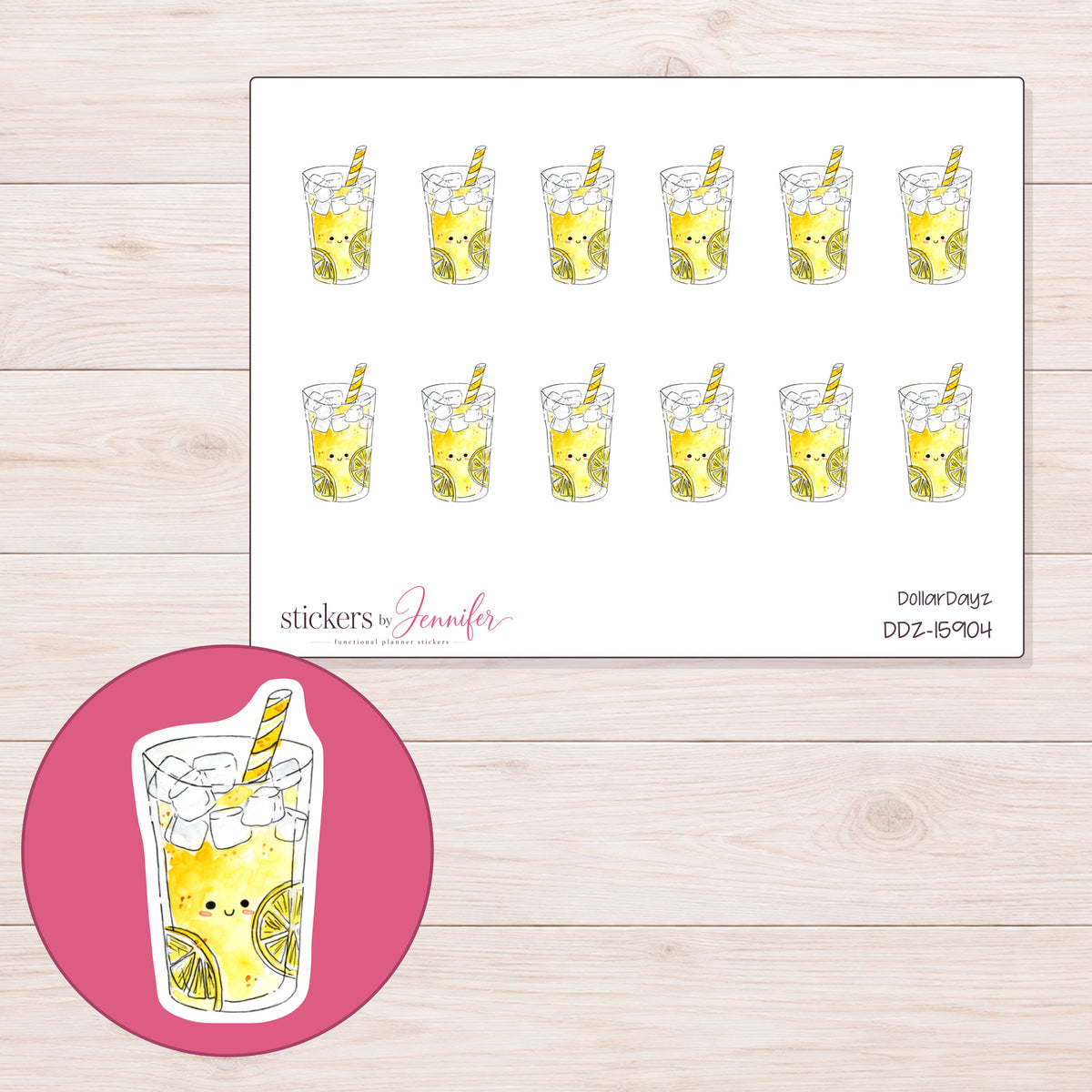 DDZ-15904 planner sticker sheet with enlarged sticker detail
