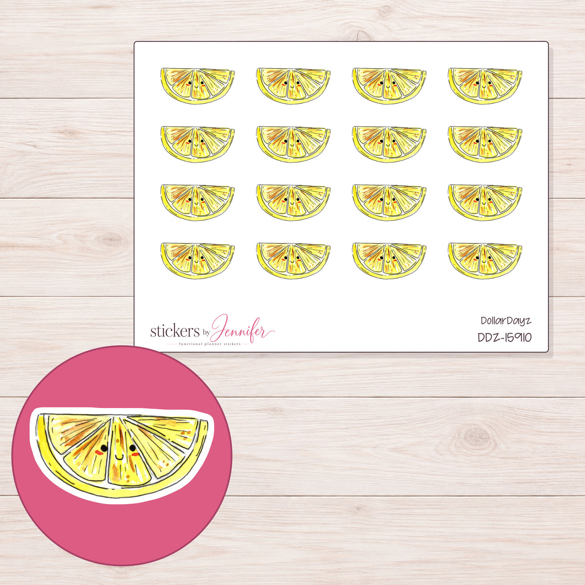 DDZ-15910 planner sticker sheet with enlarged sticker detail